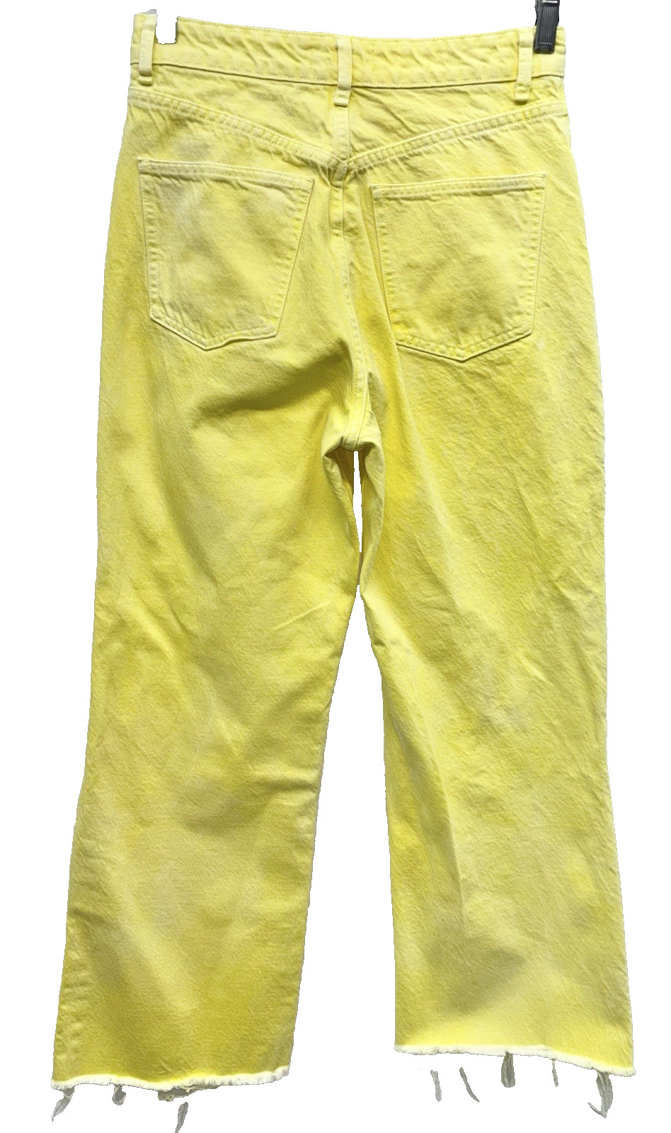 VTG Zara Women Size 6 Faded Yellow Wide Leg Denim Jeans High Rise 100% Cotton