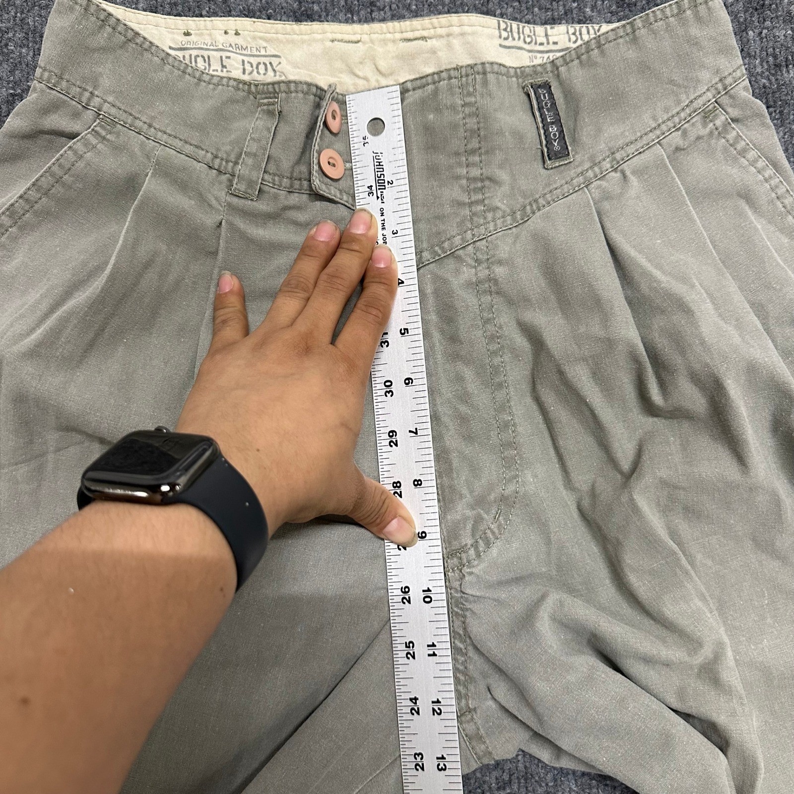 Bugle Boy Pleated Pants Womens Size 9 Olive Green High Waisted Vintage Tapered