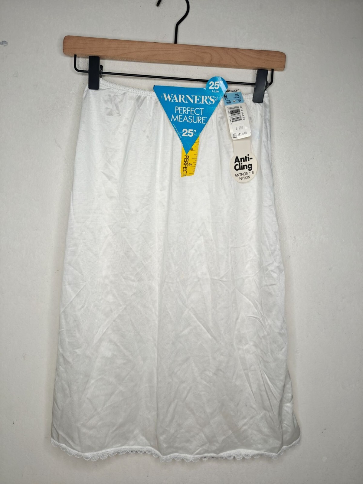 Vintage Warners Perfect Measure 25″ A-Line Half Slip Sz M Antron Nylon White NEW