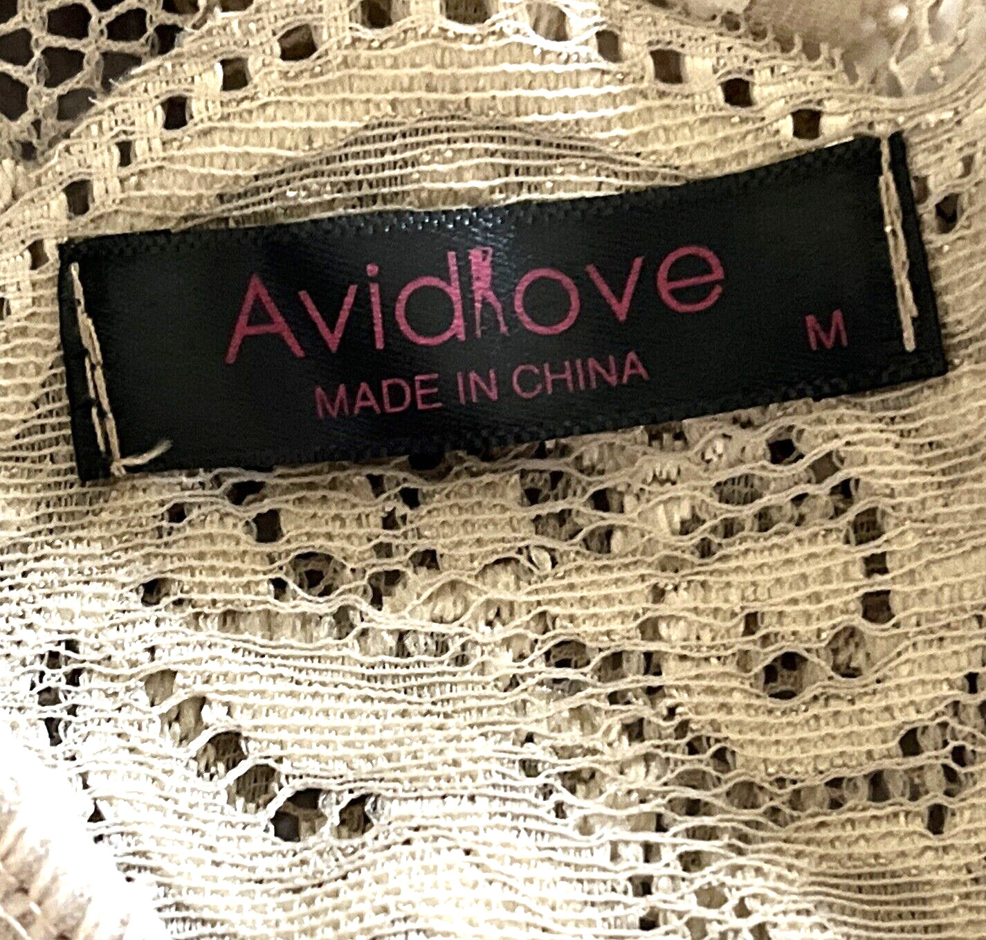 Avid Love Sheer Floral Lace Teddy Romper Bodysuit Elastic Waist Beige Sz M