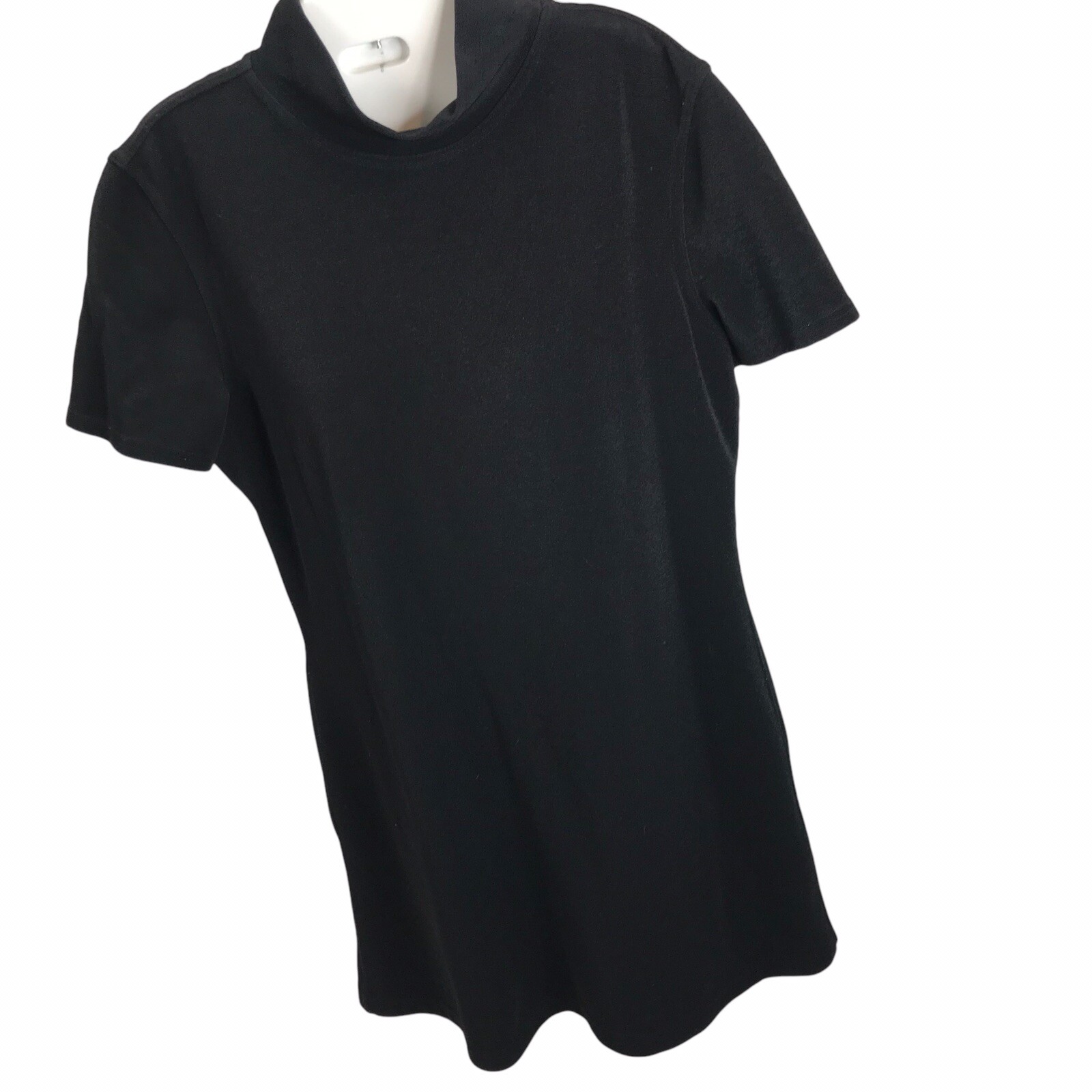 Vtg Limited London Paris New York black Ribbed popover dress Size L USA Made LBD