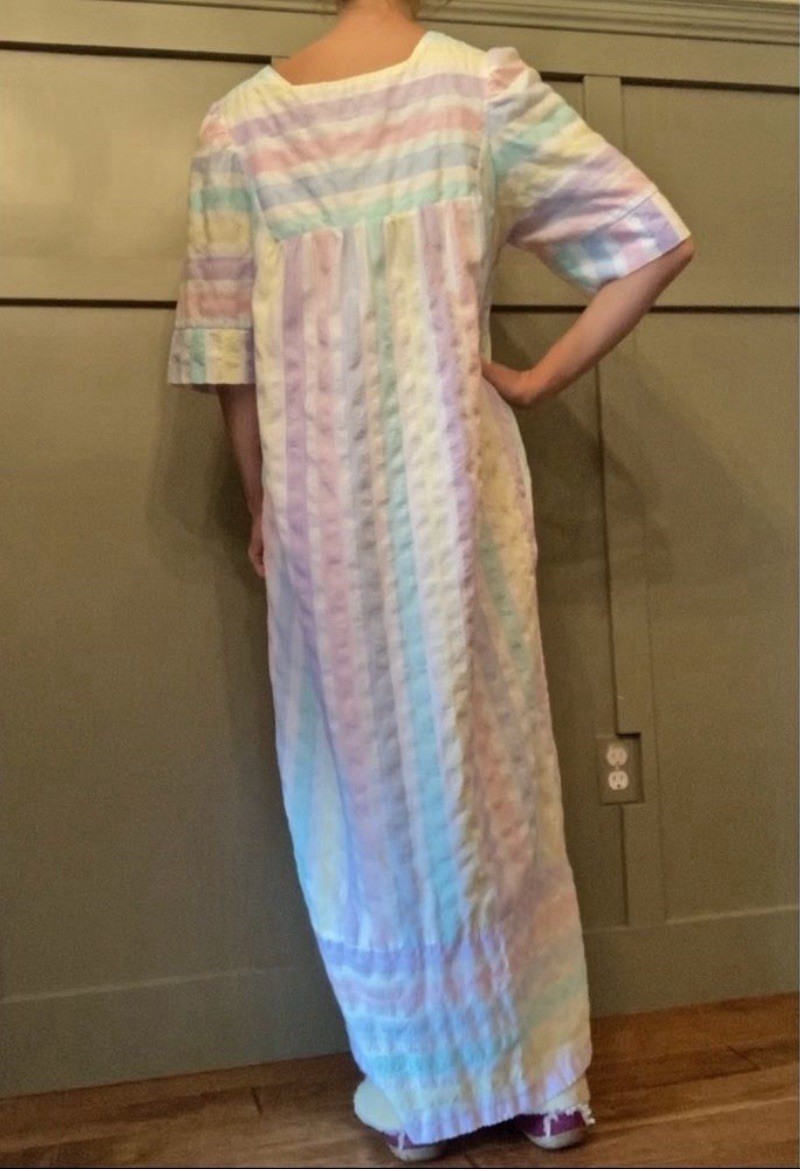 Vintage Styled By Saybury PastelRainbow Stripe Maxi Dress