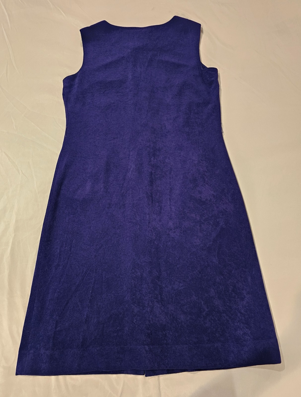 VTG 1970s Jo Hardin Navy Blue Suede A-Line Midi Dress Button Front Pockets Sz 16