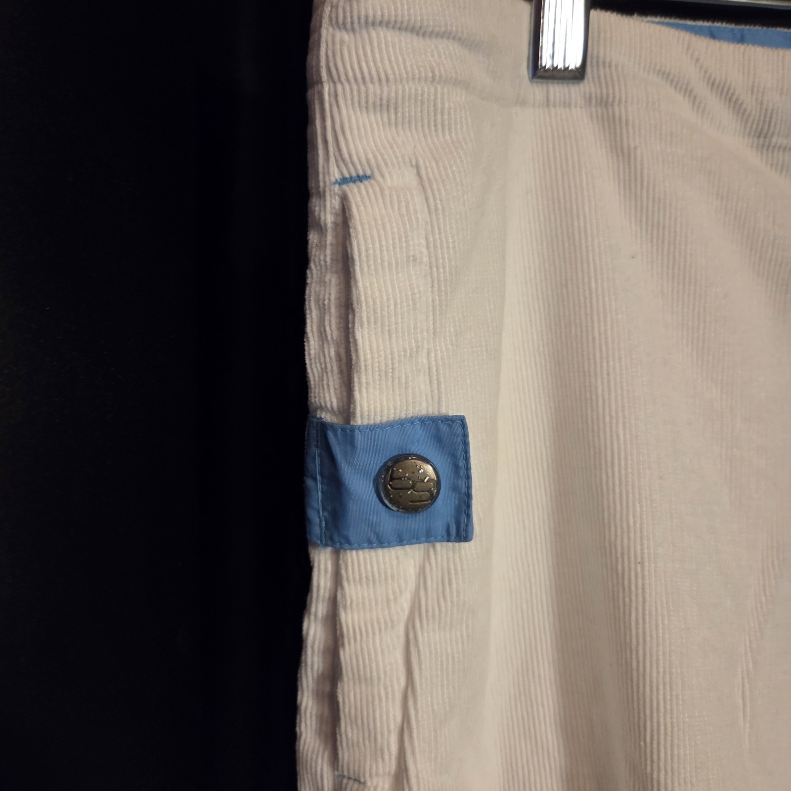 Vintage 90s Y2K Buggirl White/Blue Cords Baggy Wide Leg Pants Skater Rave Sz L
