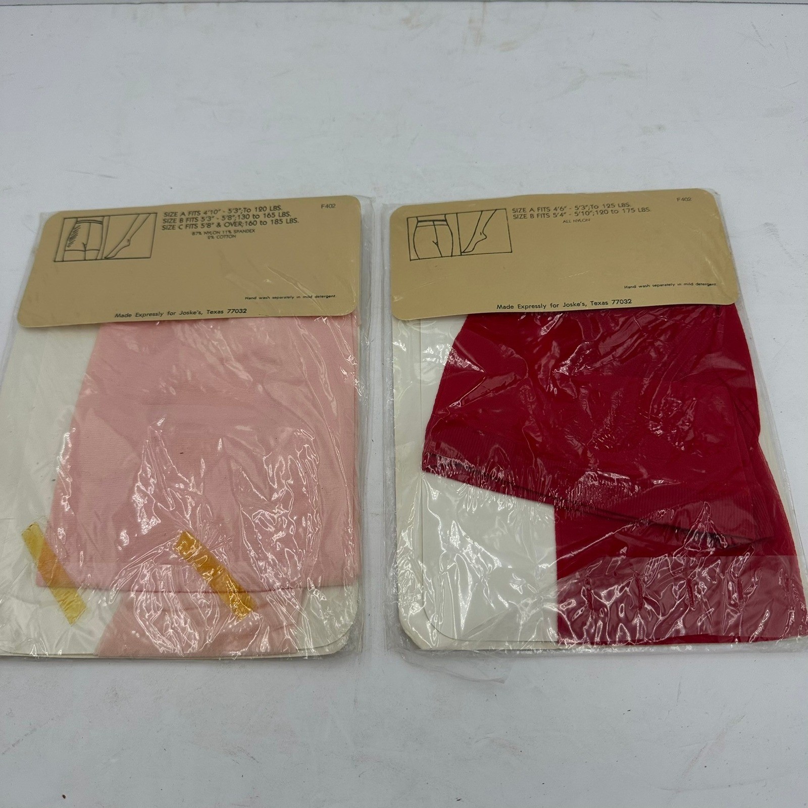 Vintage Joskes Pantyhose Set of Pink Red Size A Dead Stock Hosiery Coquette
