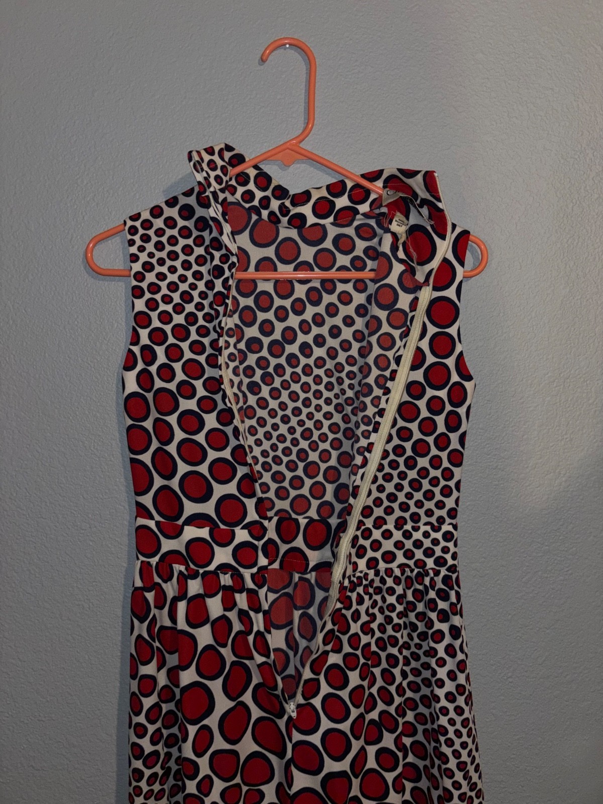 Rare Vintage Cirette California Mod 60’s Polka Dot Mock Turtleneck A Line Dress
