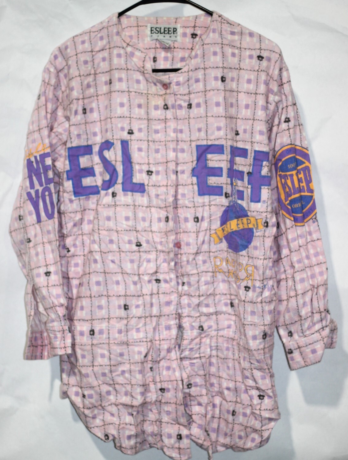 Esleep Long Sleeve Vintage Pink Shirt With Graphic Designs