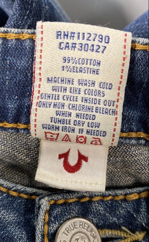 True Religion Women’s Blue Flare Jeans Distressed Made in USA Vintage Y2K Sz 29
