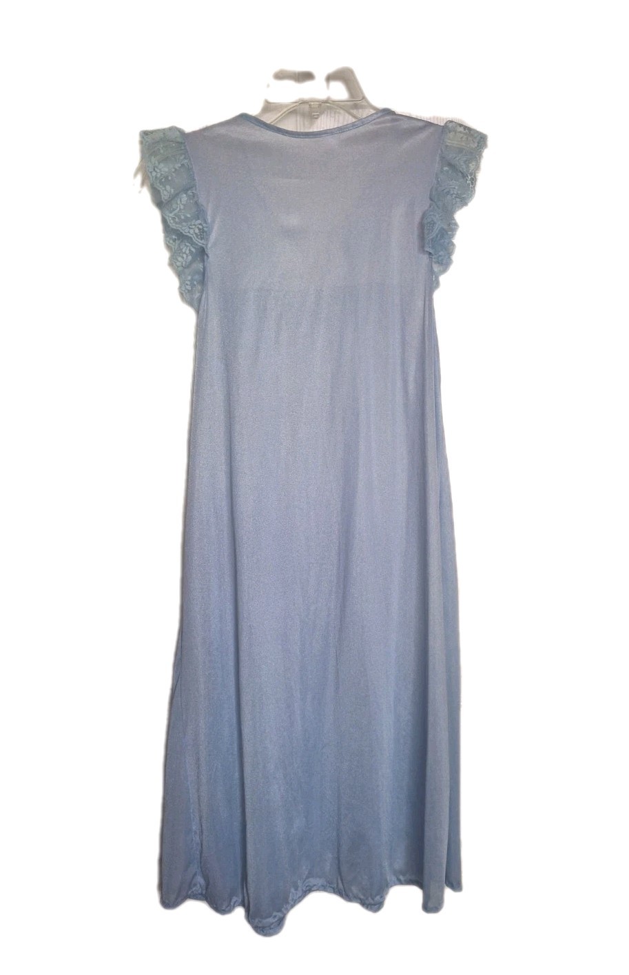 VTG Paramount Underwear Co Nylon Nightgown M Blue Lace&Floral Details Coquette
