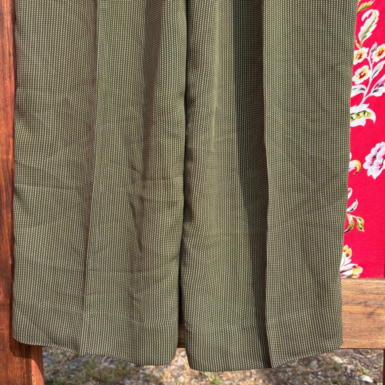 Vintage Army+Chartreuse Green Polka Dot High Rise Wide Leg Trouser Pants Size L