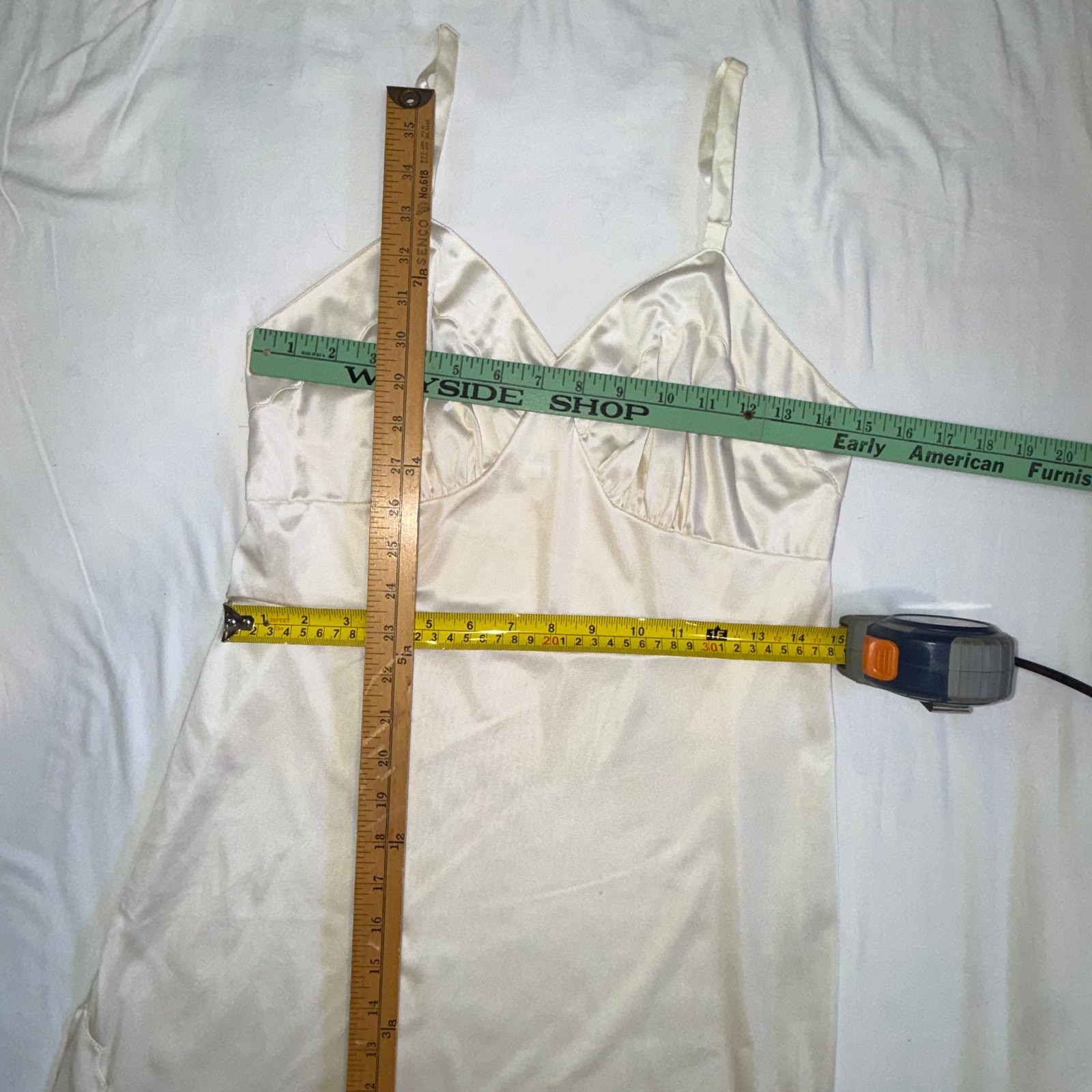 Vtg 60s Vincent White Slip Dress Nylon Bridal Lingerie 36 (S/M) Coquette