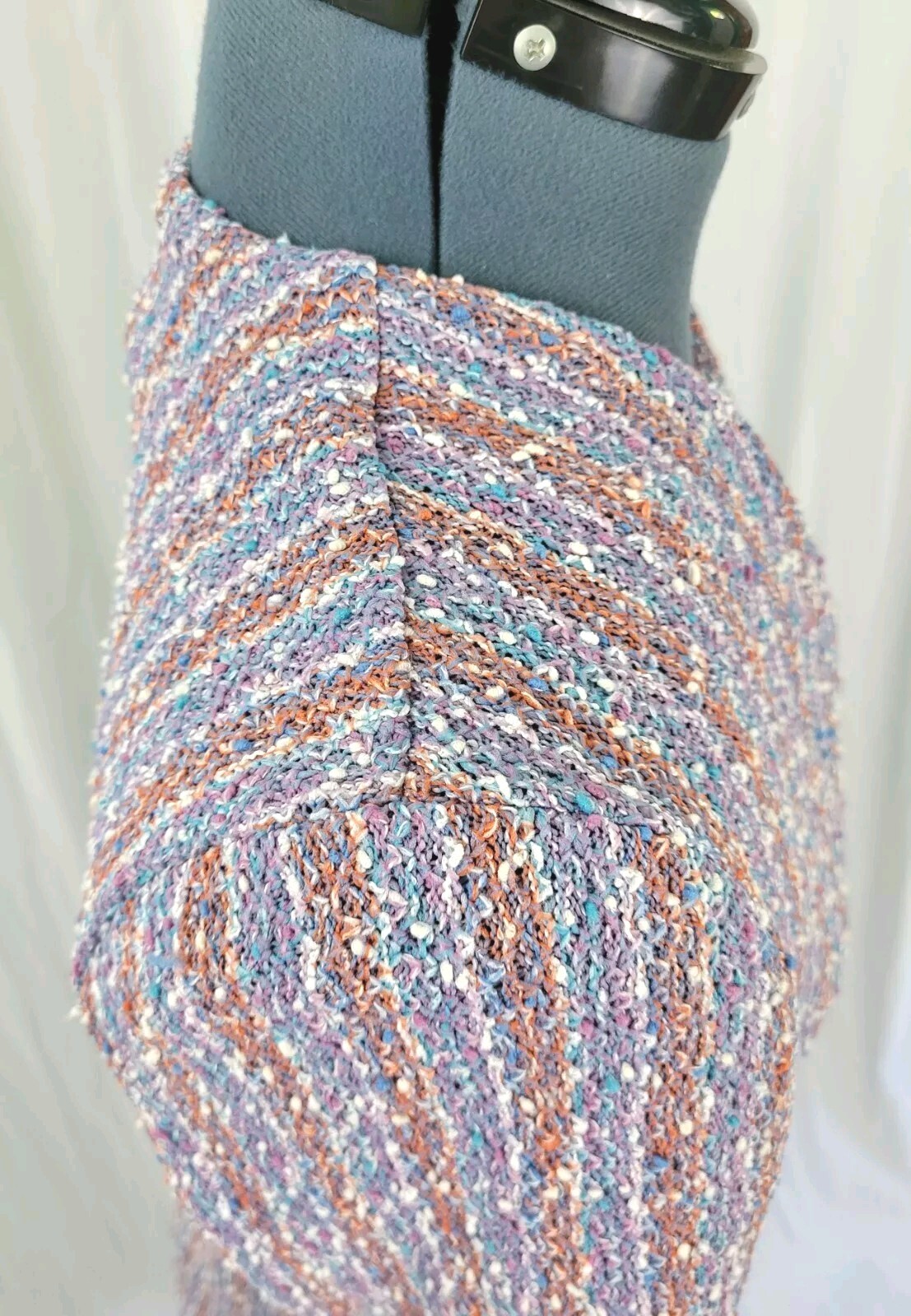 Vintage Unlined Striped Cardigan in Purple/Tan/Blue/White Size XS?