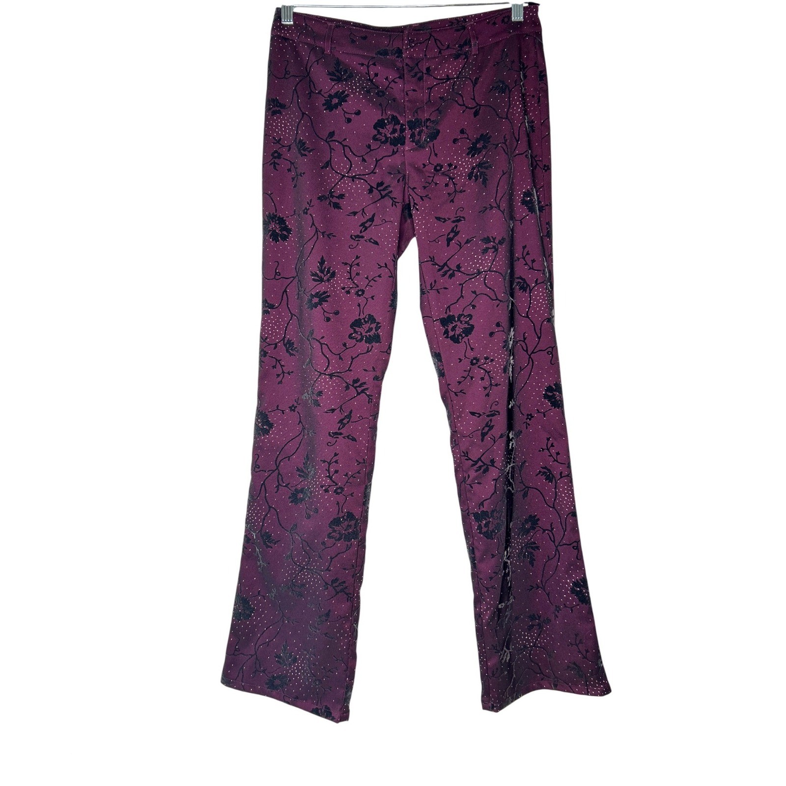 Vintage GUESS USA Velvet Burn-Out Glitter Pants Y2K Bootcut Size 31 Witchy Rare