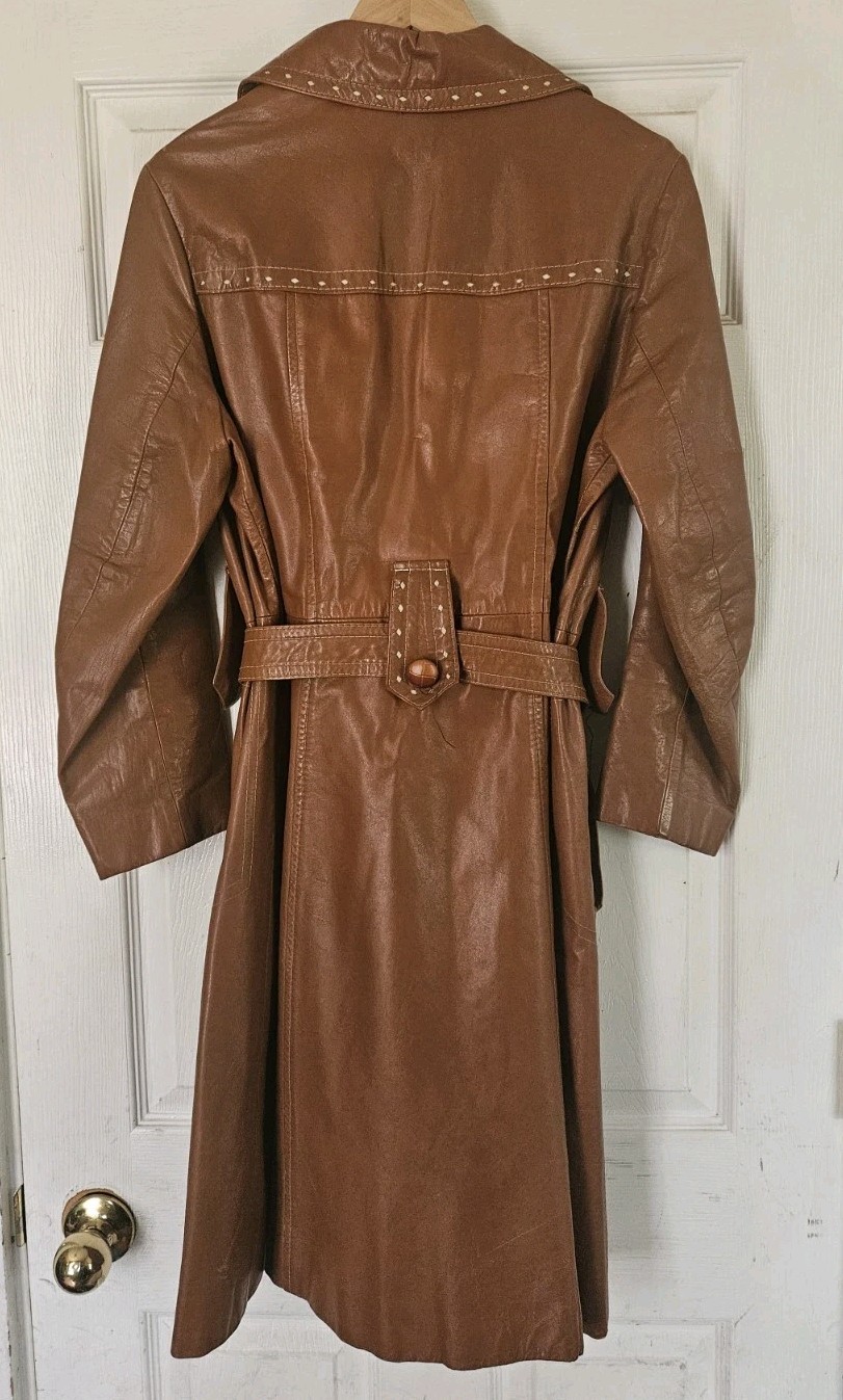 VTG Montgomery Ward The Tannery Women’s Leather Trench Coat Size 9/10