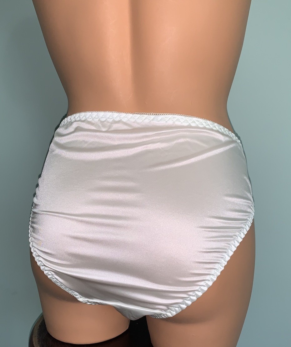 NEW Glossy Butter Satin XL Bikini Panties Hi Thigh Panty 2 Satin Bows