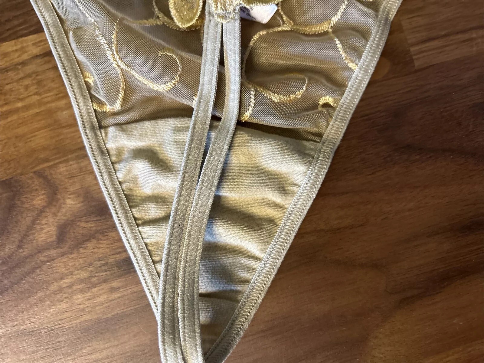 Victoria’s Secret Vintage Panties Size Large L 2003 Angel Gold Lace String Thong