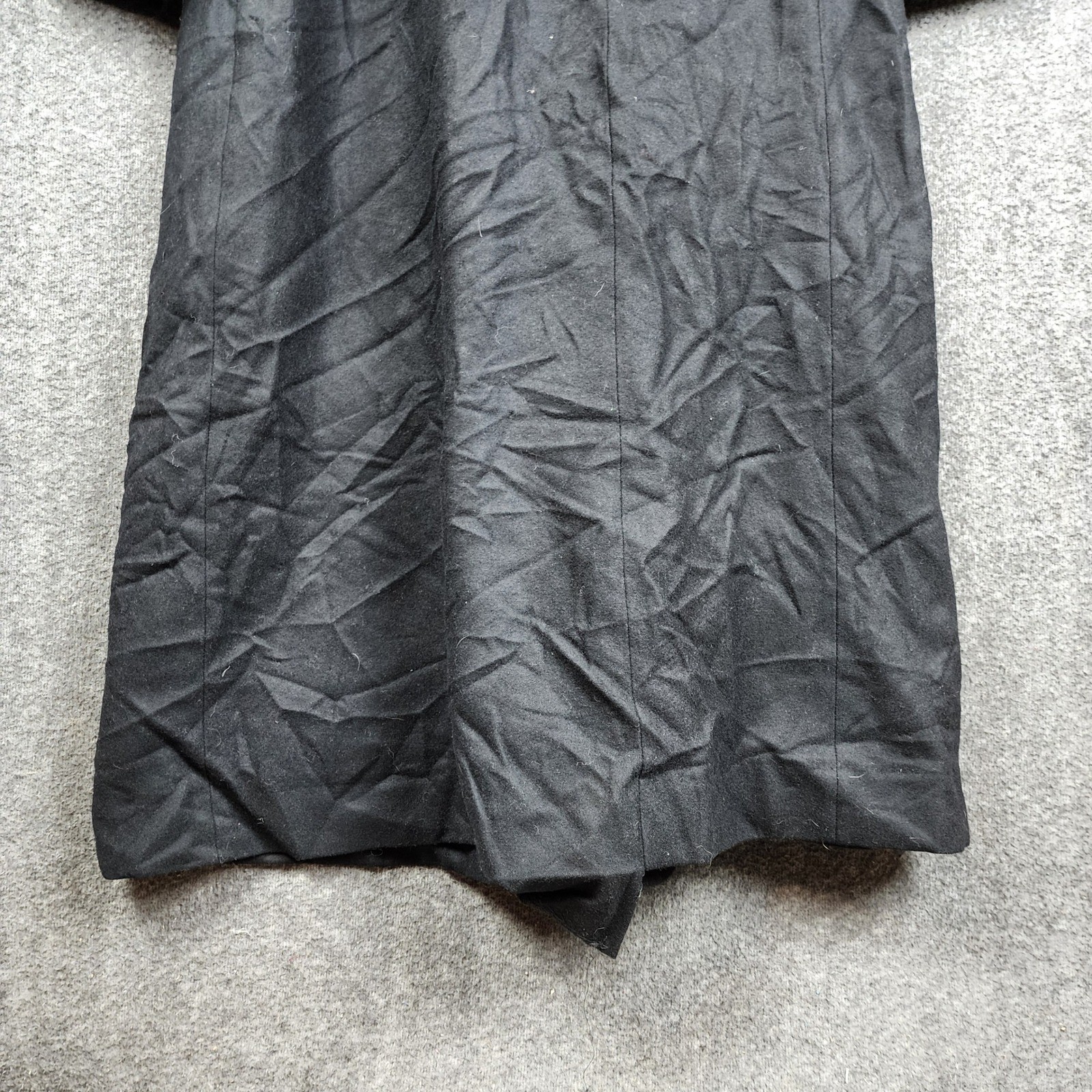 Harve Benard Wool Blend Coat Womens Black Vintage Long Button Front Trench