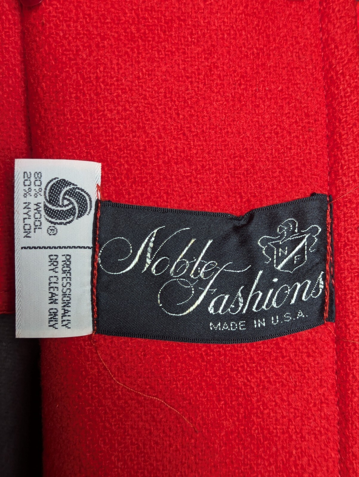 Vintage Wool Pea Coat Blue w/ Red Lining & Scarf Sz M Made In USA Preppy