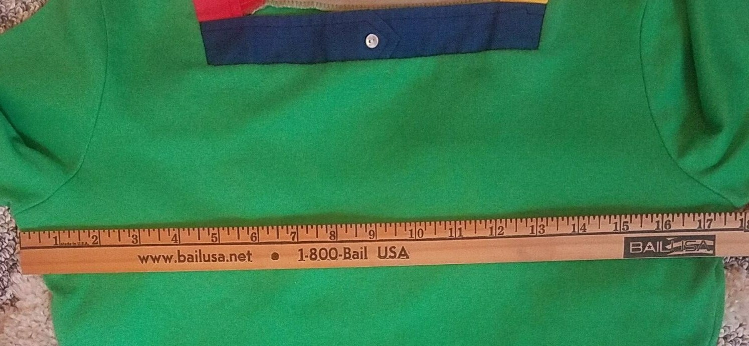 Vintage Women’s Green Square Neck Colorblock Shirt Blouse Top Button Accent READ