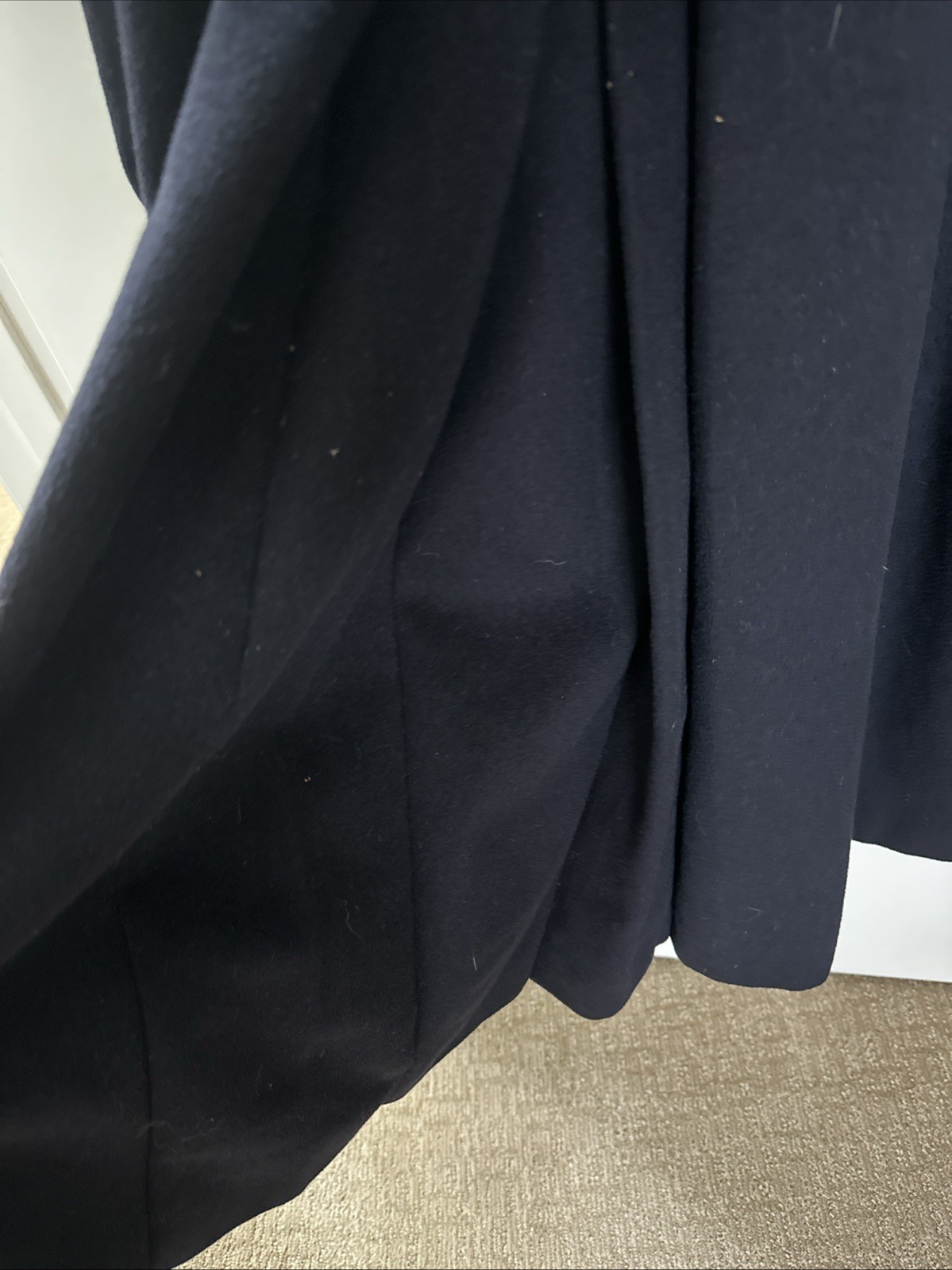 Vintage Loden Frey 1842 Wool Blend Coat West Germany Navy Blue Trenchcoat Large