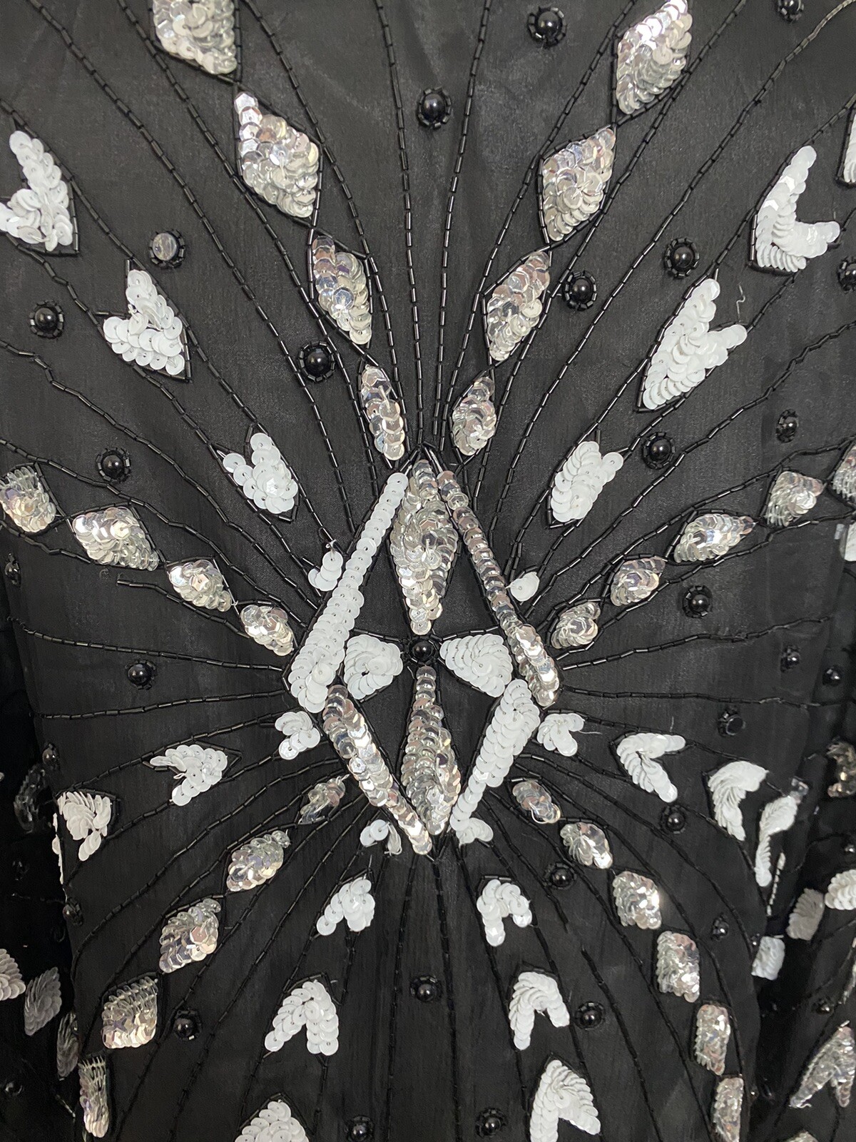 NEW Vintage Sweelo Size Small 6-8 Black Silk Beaded Jacket Bolero Sequins S
