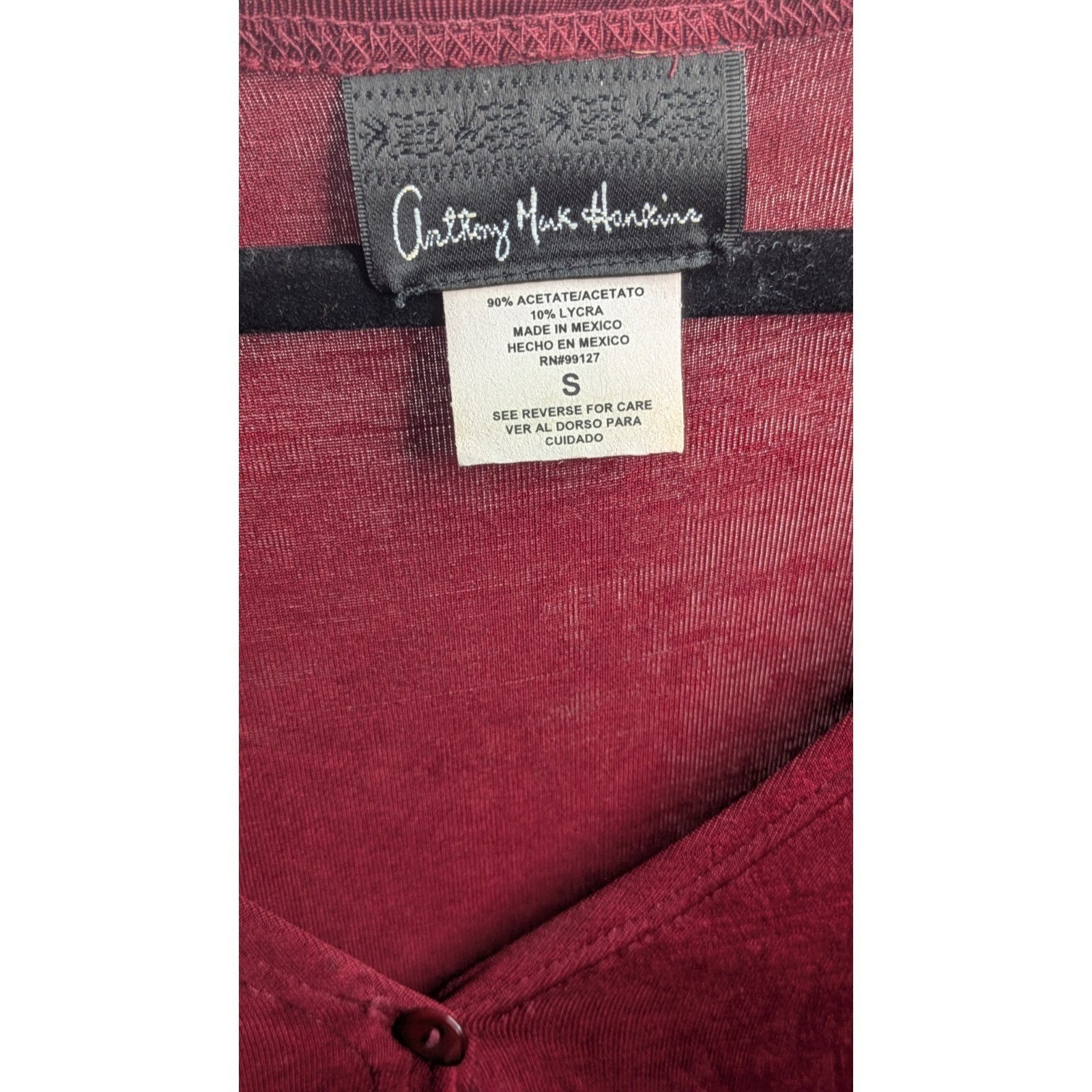 Anthony Mark Hankins Womens Dress Small Maroon Slinky Semi Sheer Sexy Vintage 90