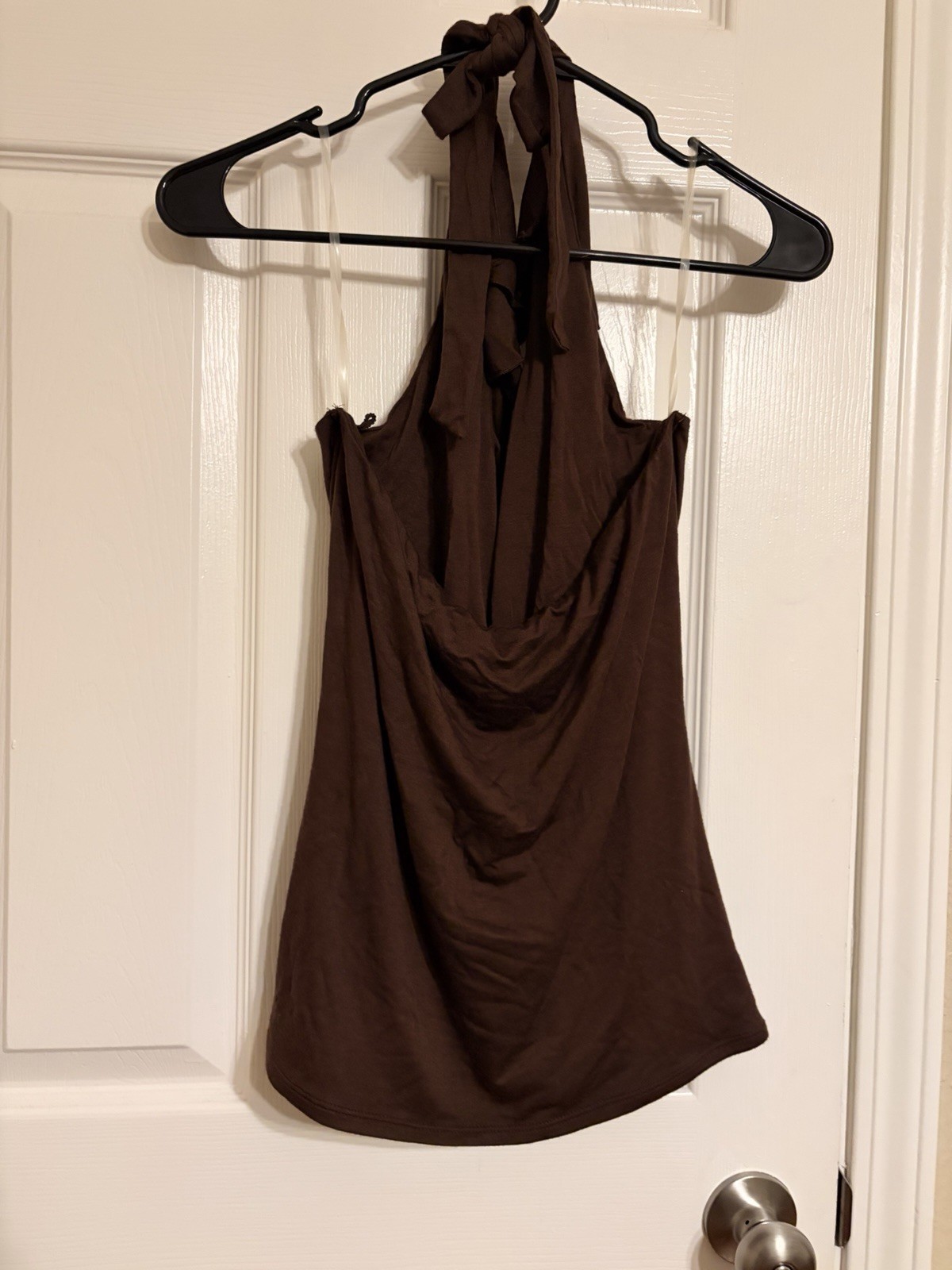 Vintage Cache Halter Blouse Brown Size Medium Made In USA 90s Y2k