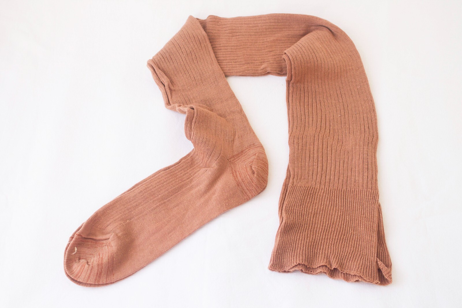 Unused Vintage Brown Women Retro Cotton Long Stockings for suspenders SIZE 27 cm