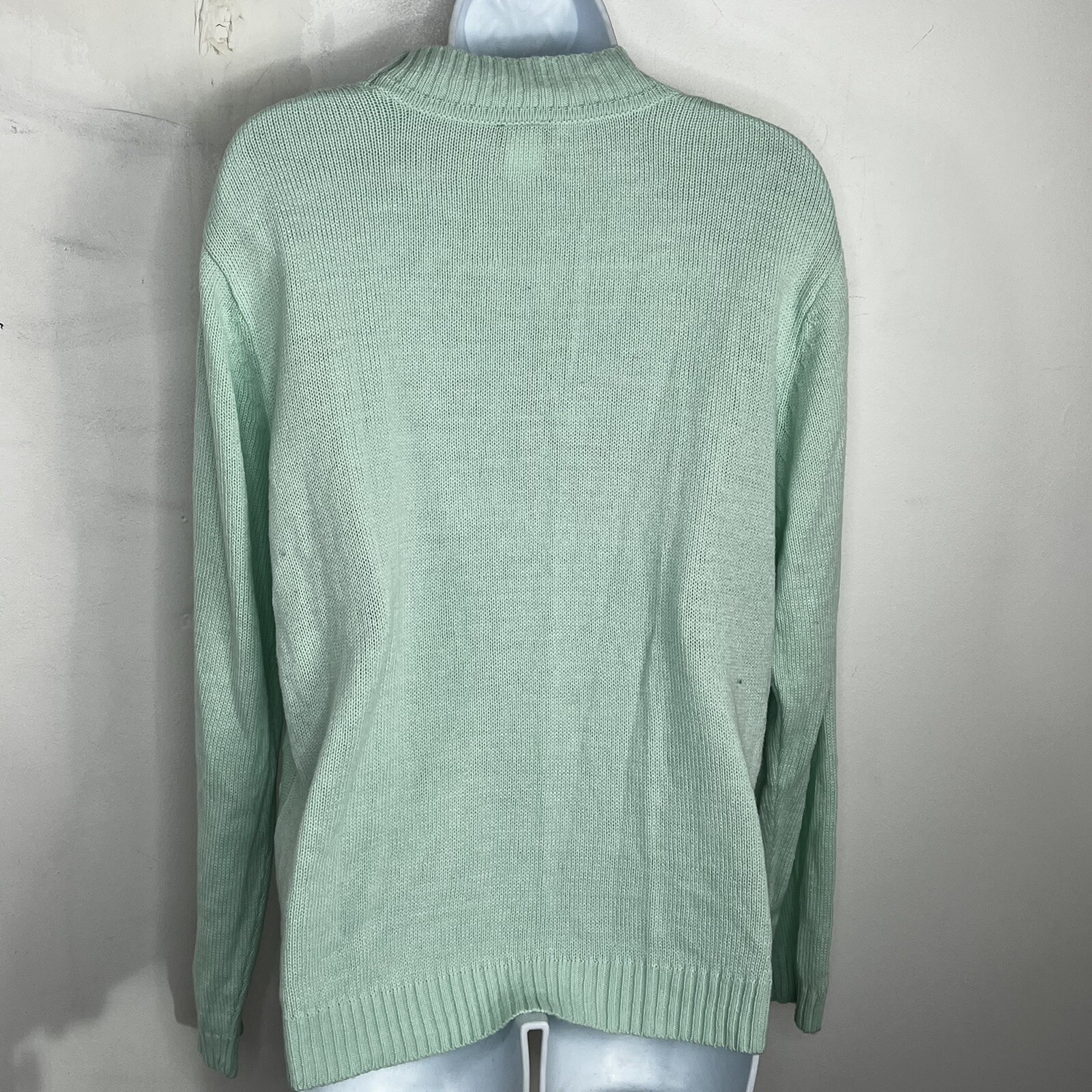 Salon Studio Womens Mockneck Sweater Sz XL Mint Green Knit Minimalist VINTAGE