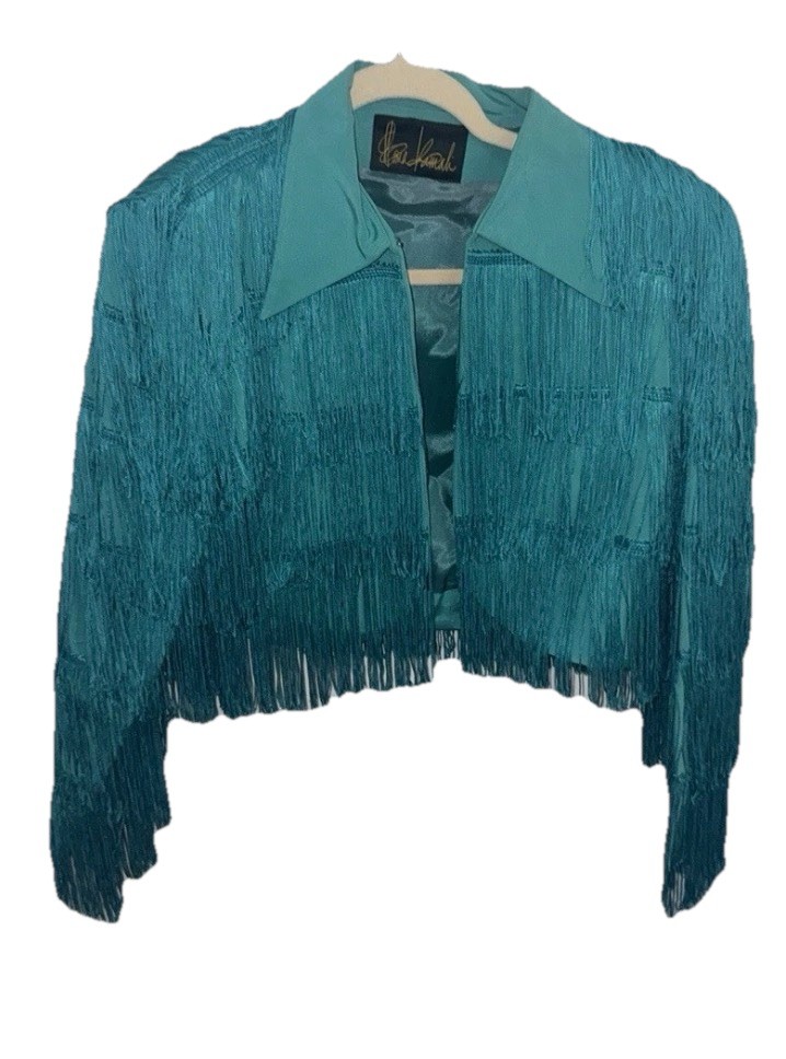 Vtg Norma Kamali Fringe Western Jacket Signature 1980s Rare One Of Kind Color