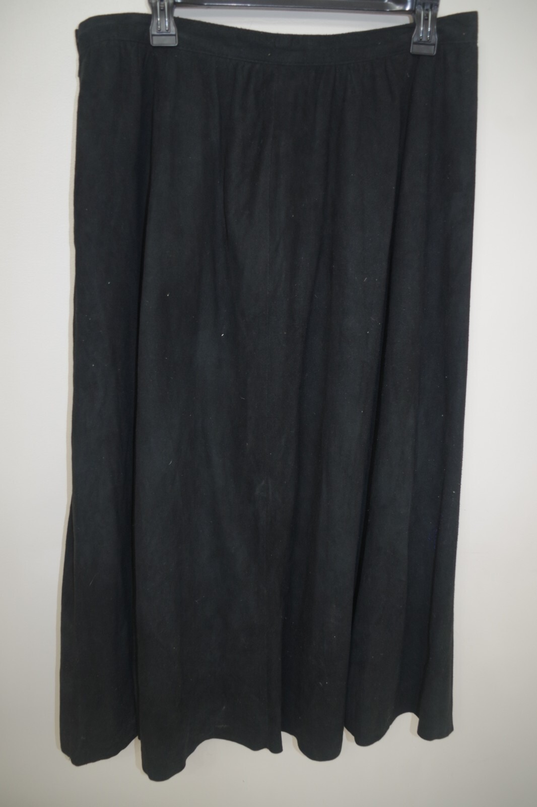 C11 VIVIENNE TAM Black Soft Suede Leather Flared Mid Length Skirt 16 Lined