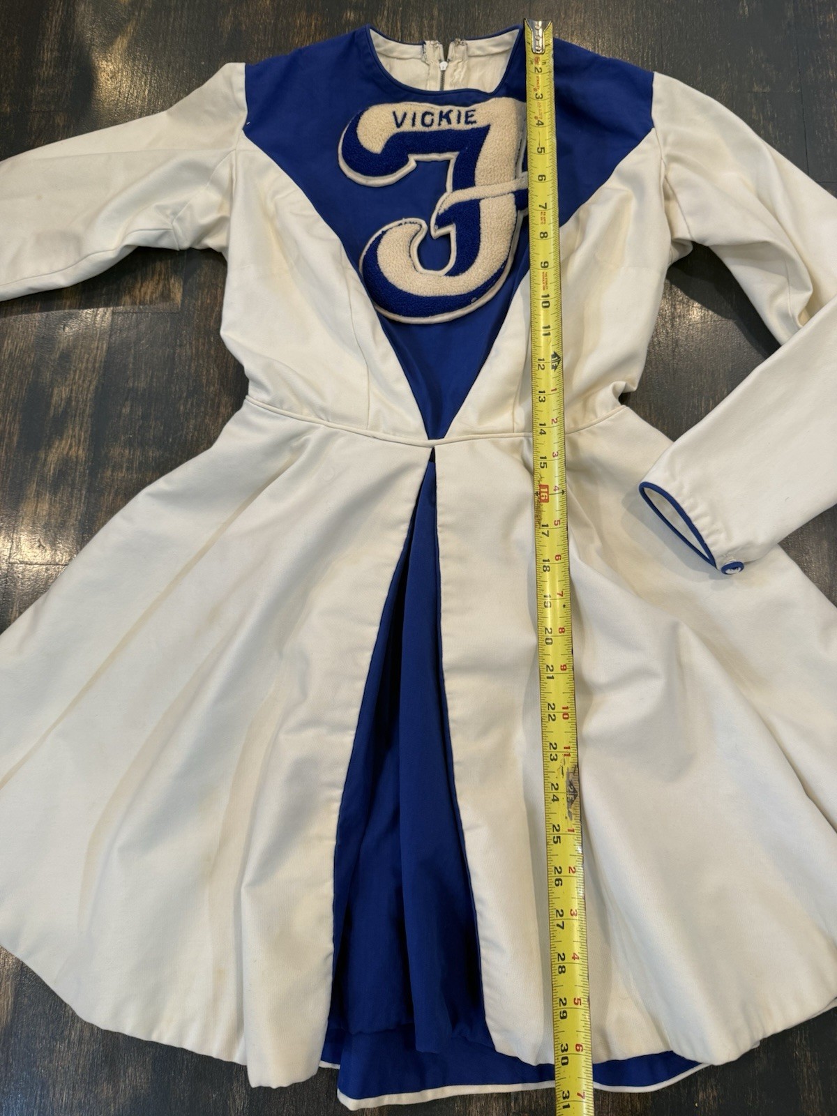 Vintage 1950-60s Cheerleading Uniform Outfit Heavy High Quality Blue & White