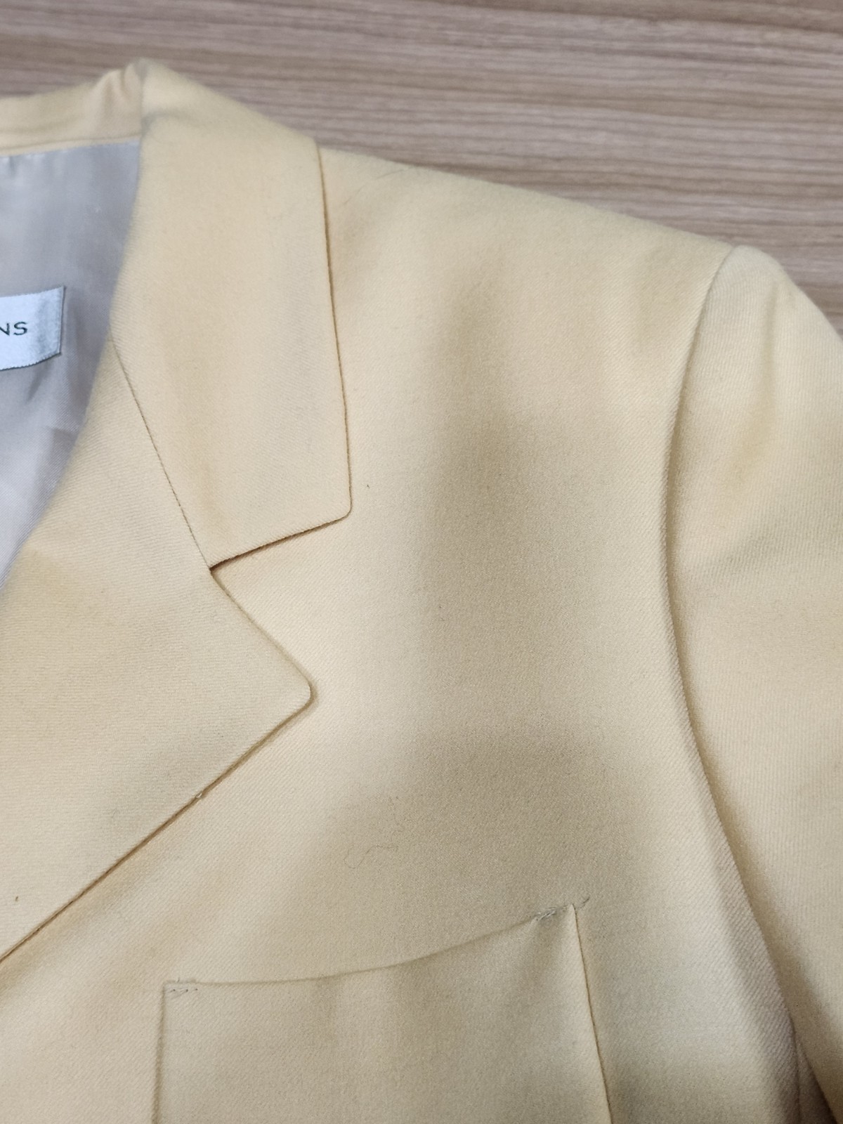 Vintage Bernard Zins Paris Womens Blazer 100% Wool And Cashmere Sz 14 Yellow…