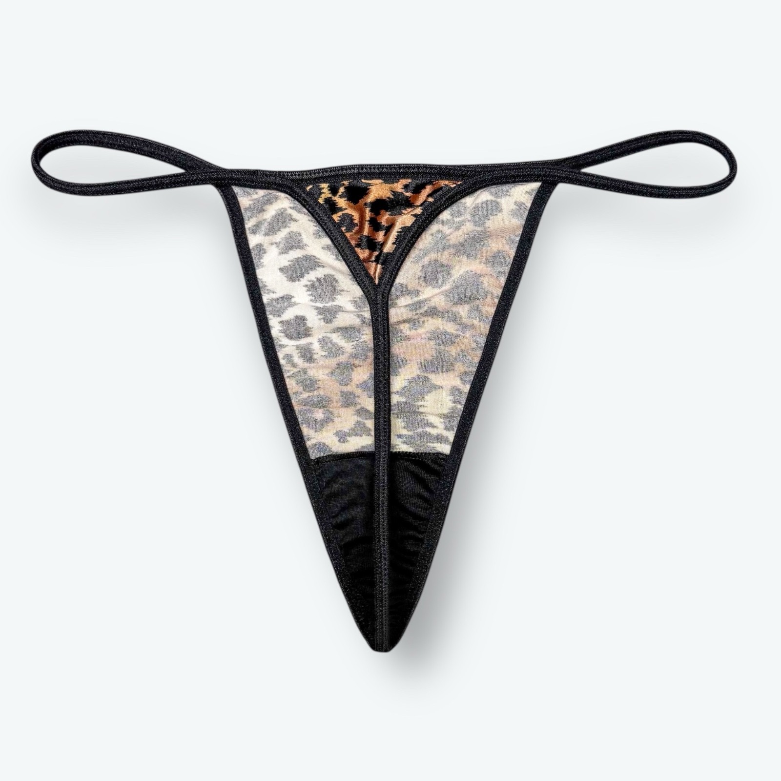 Satin V-String Hi-Cut Thong Leopard Print 2XL