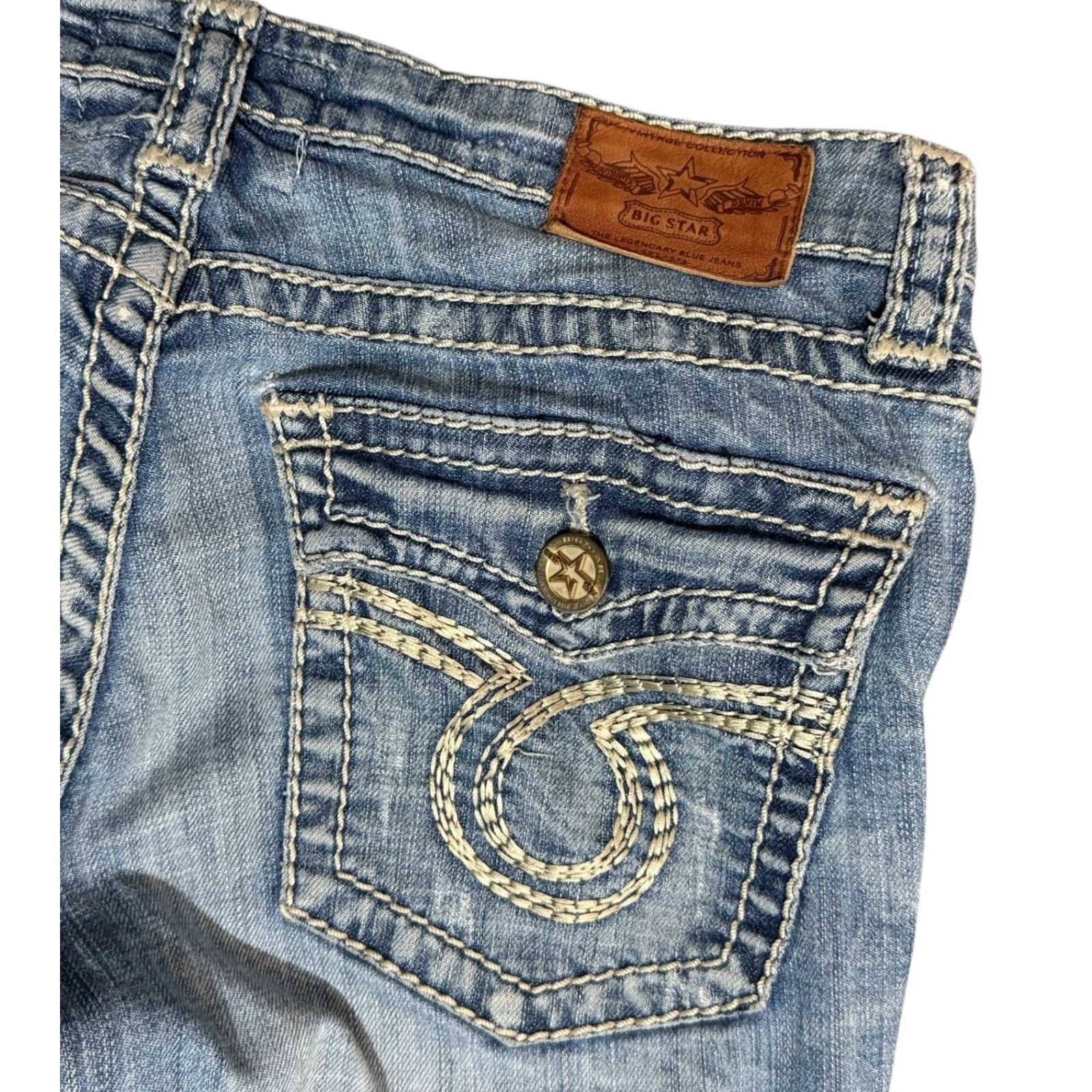 Big Star Y2K Low Rise Bootcut Jeans Womens 30 Embroidered Denim Blue