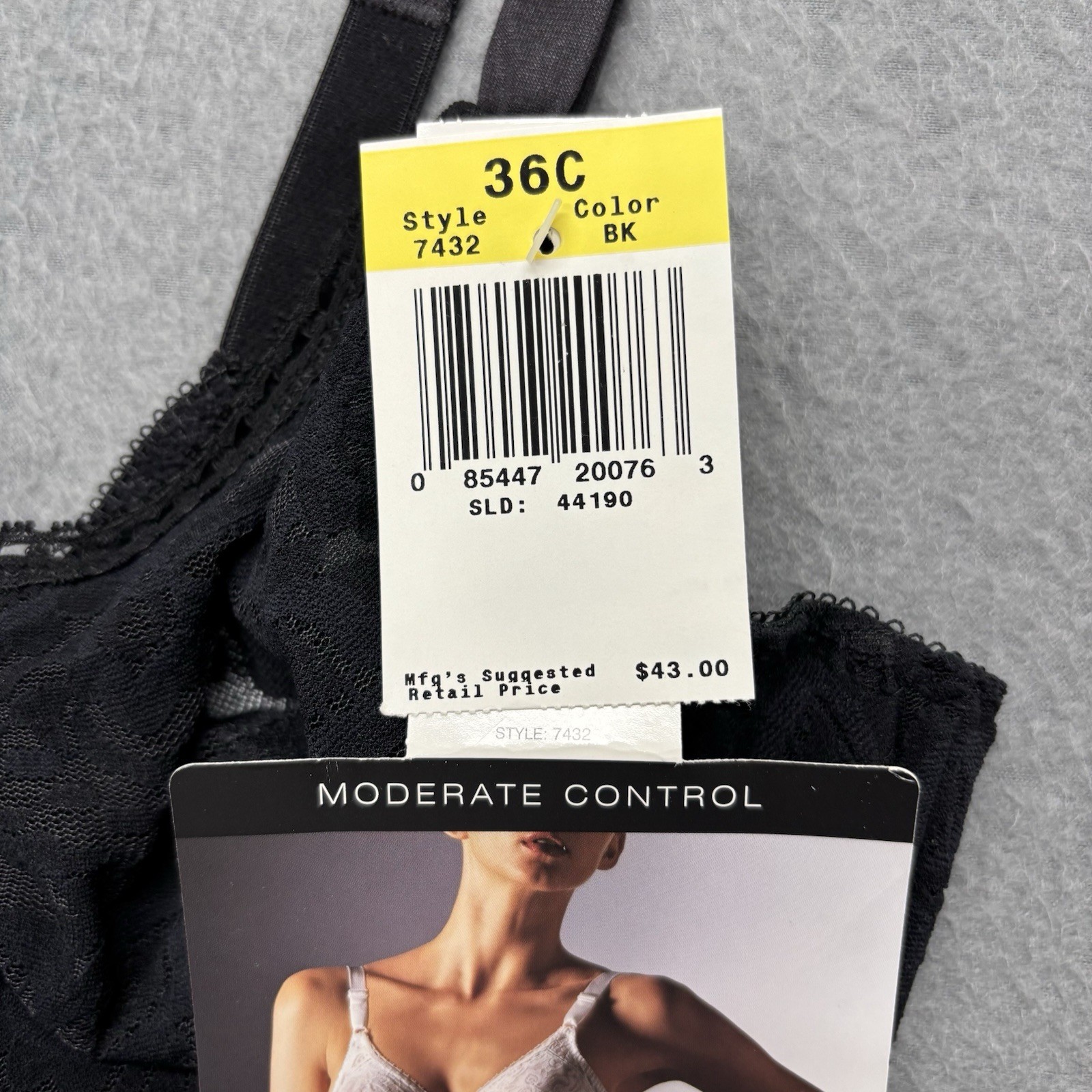 Vintage NWT BALI 36C Lace Black Built in Underwire Bra Shaping Bodysuit #7432