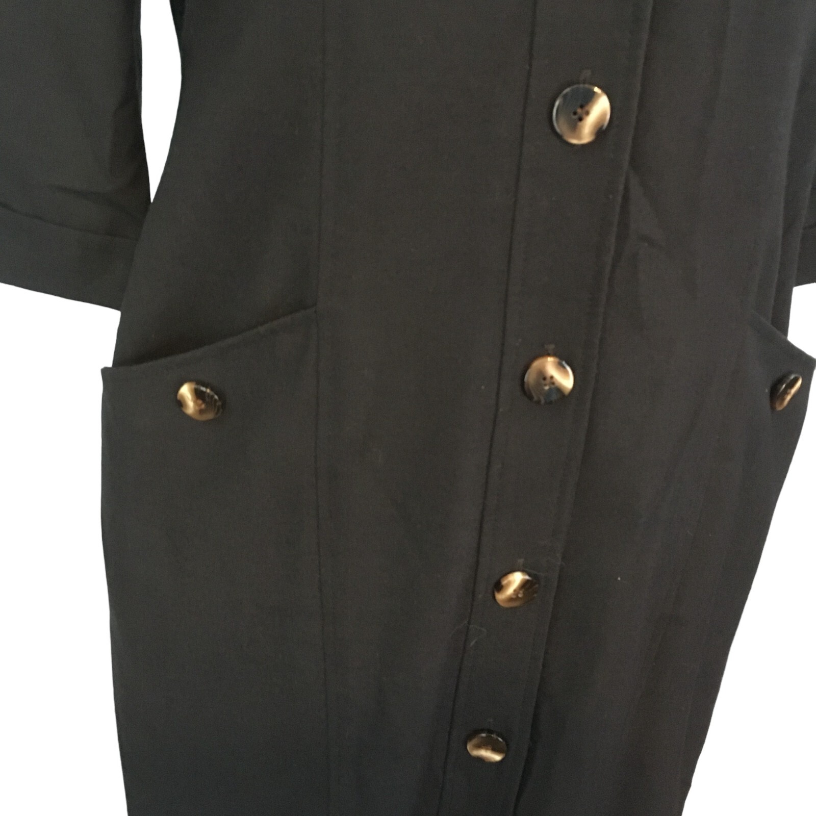 Henry Lee Vintage Womans Black Dress, Shirtdress, Pockets, 8, 40 bust
