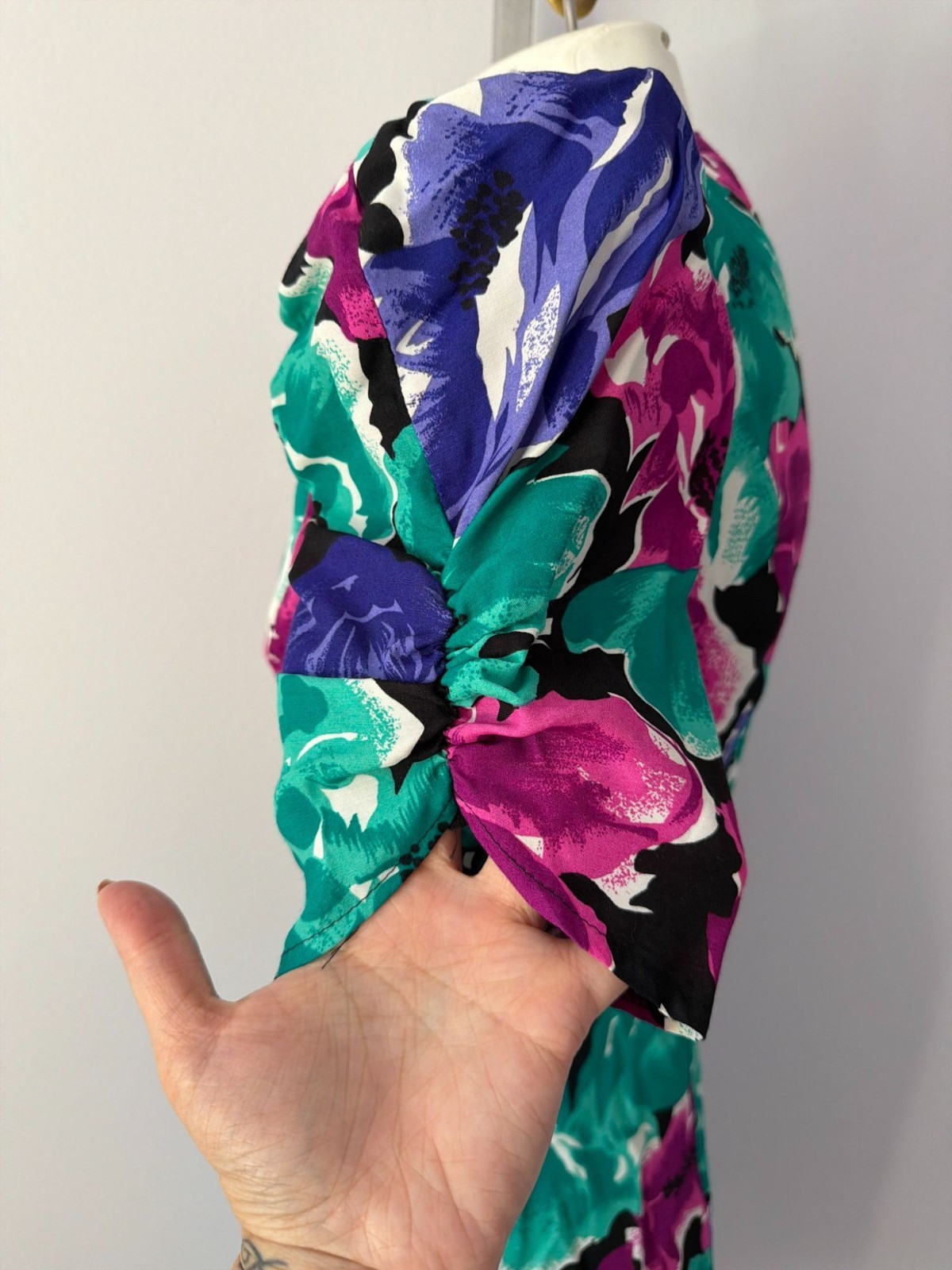 Vintage 90s All That Jazz Floral Dress Button Knee Length Career Cocktail Size 8