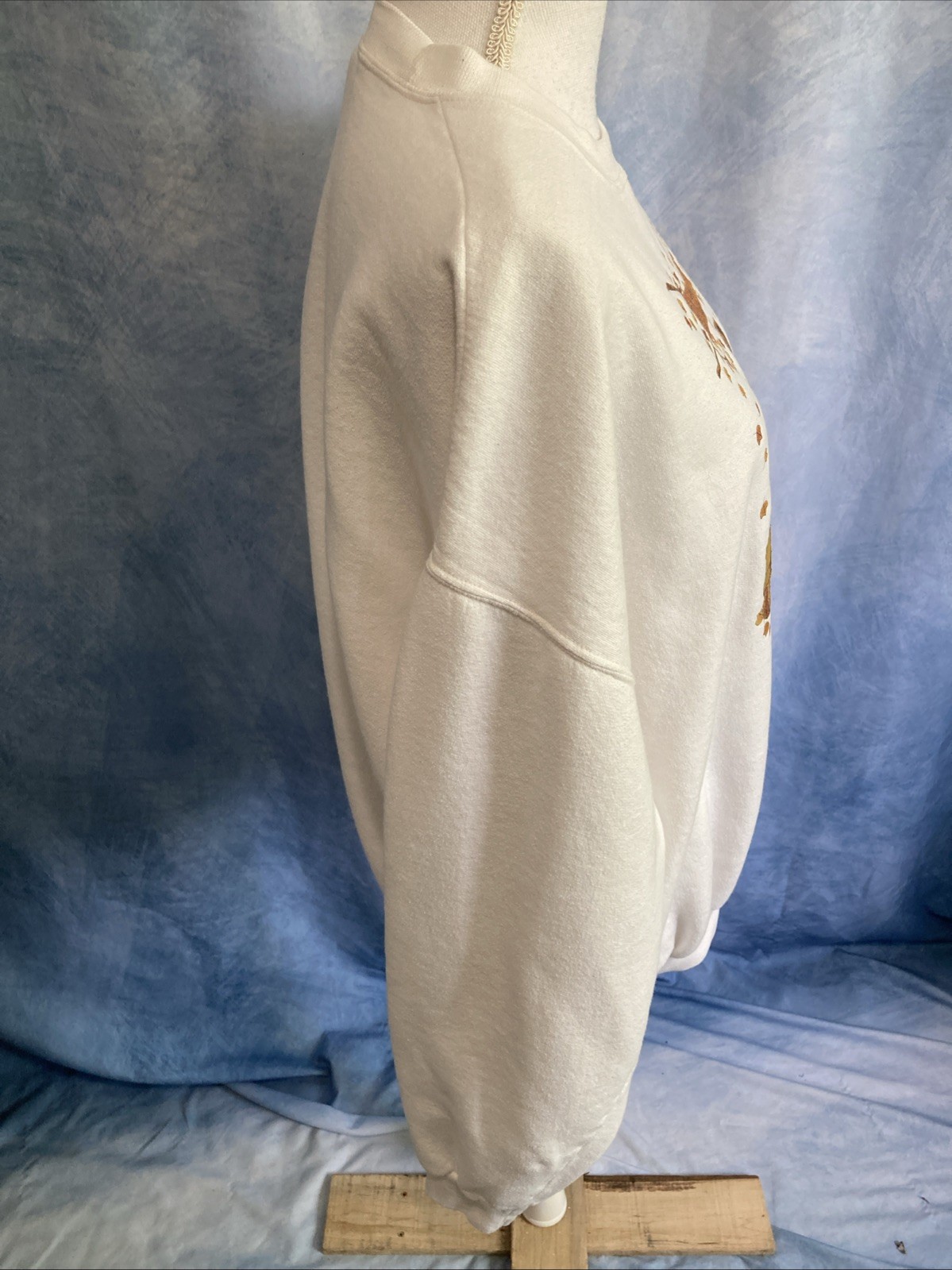 VTG 90s Jerzees NuBlend Grandmacore Autumn Sweatshirt XL White Teddy Bears Fall