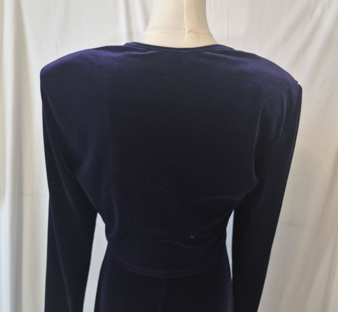 Vintage Y2K 90s ONYX Nite Purple Velvet Party Maxi Dress w/ Jacket US 8