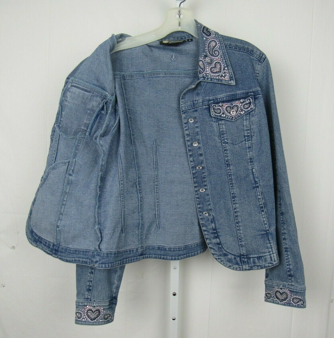 VTG 1990s CHRISTINE ALEXANDER SMALL JEAN JACKET BLING SWAROVSKI CRYSTALS