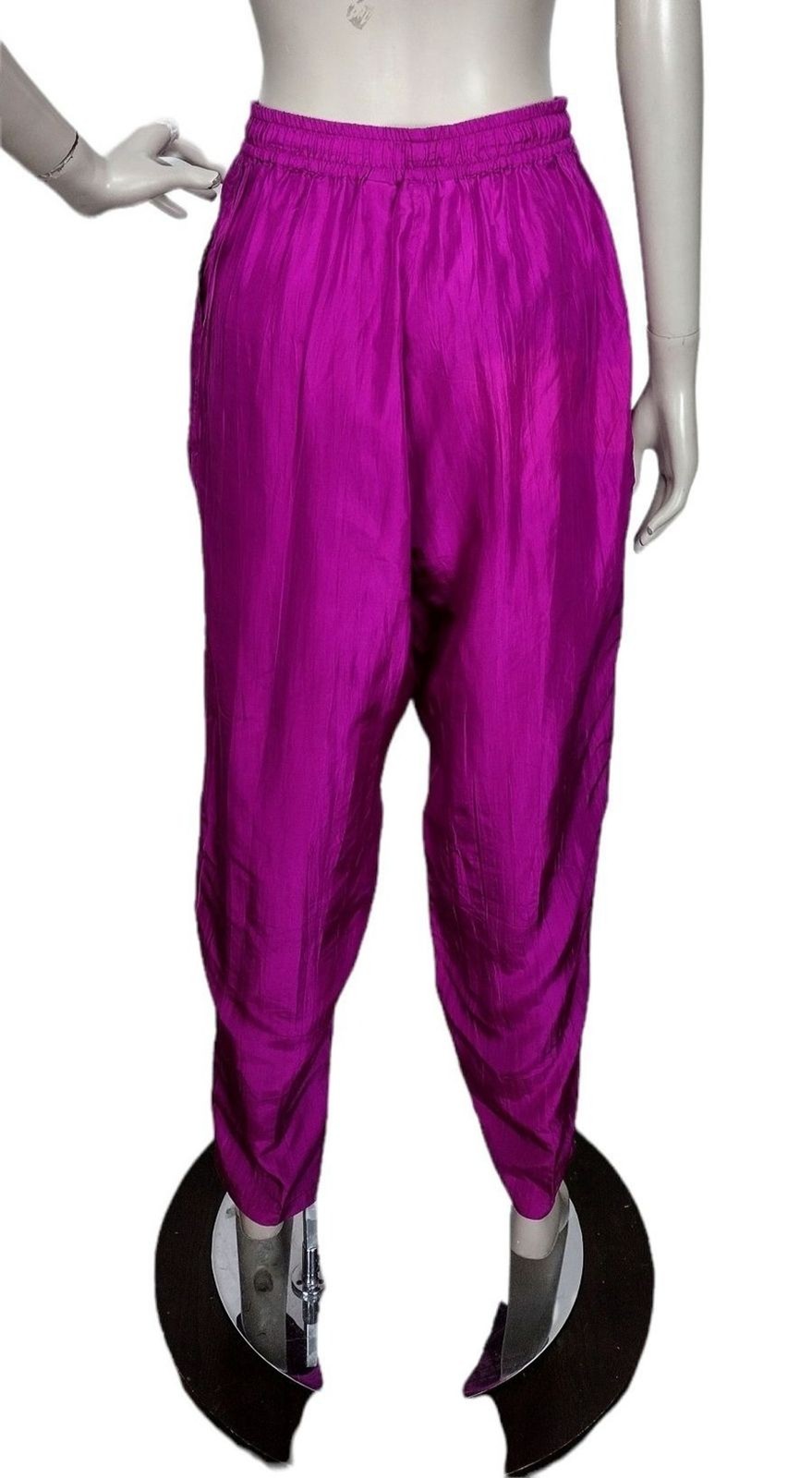 Vintage 90s Restless Clothier 100% Silk Bold Magenta High-Waist Pants Size M/L