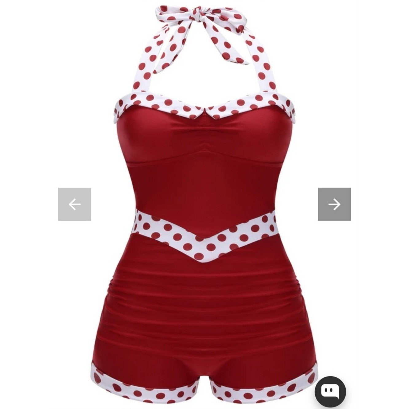 NWT Retro Stage Red Polka Dot Halter One-Piece Swimsuit 40s Style