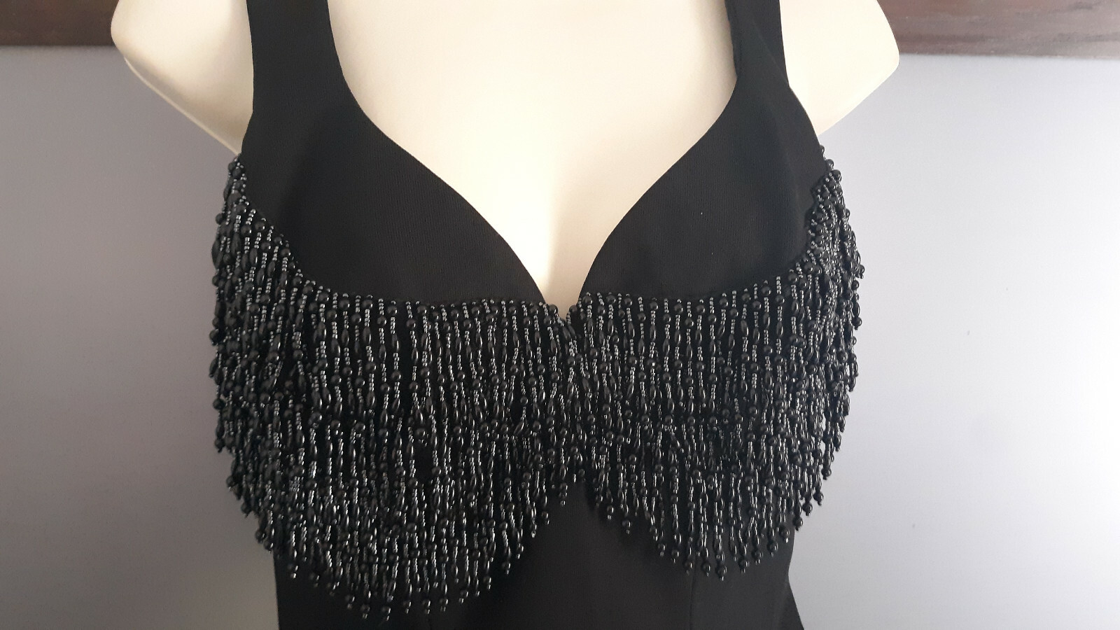 Vintage Vicky Tiel Couture Paris Cocktail Dress Beaded Bust Fitted XS S