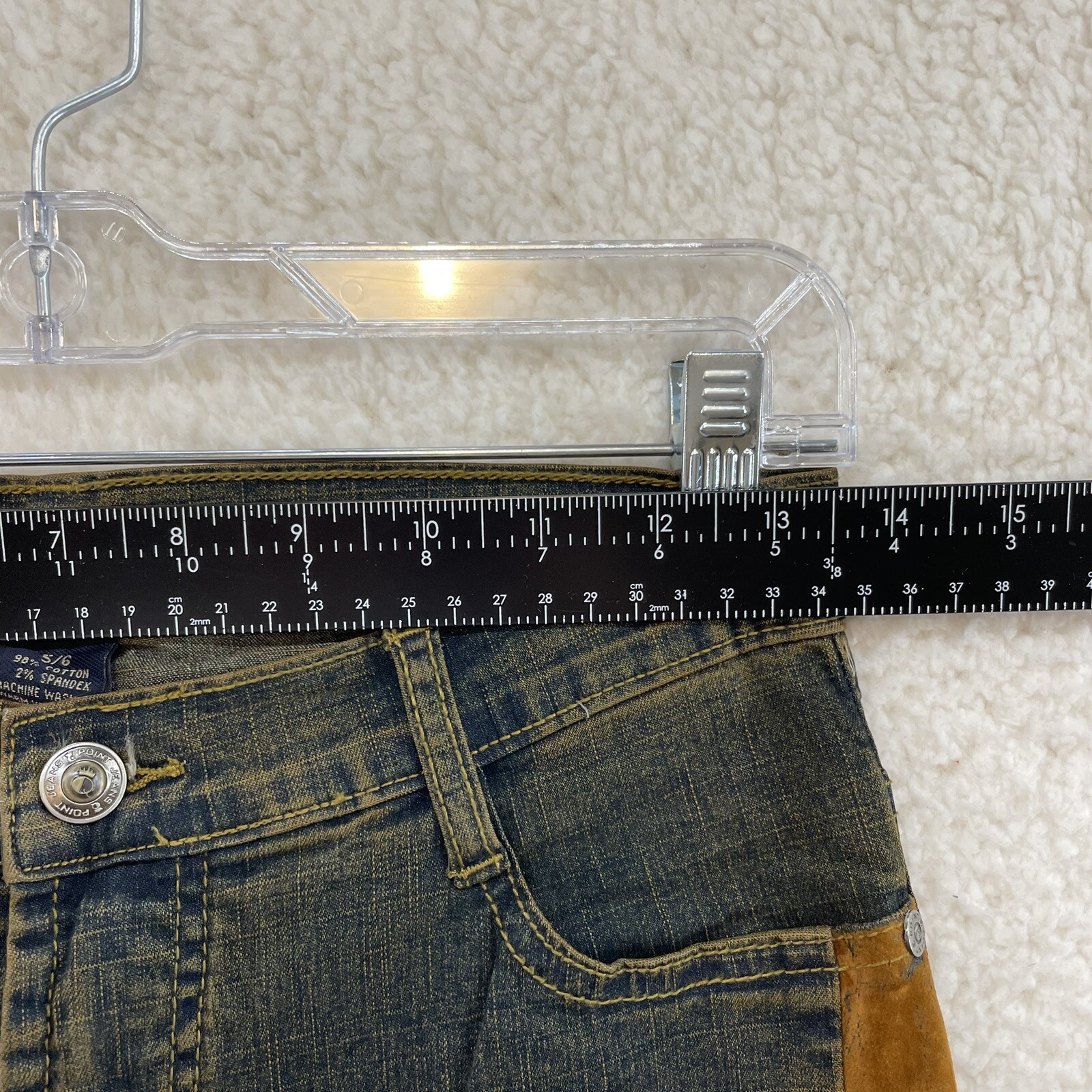 NEW DEADSTOCK Y2K Vintage Jeans 2 25 Long Tall Low Rise Flare Star Burnout