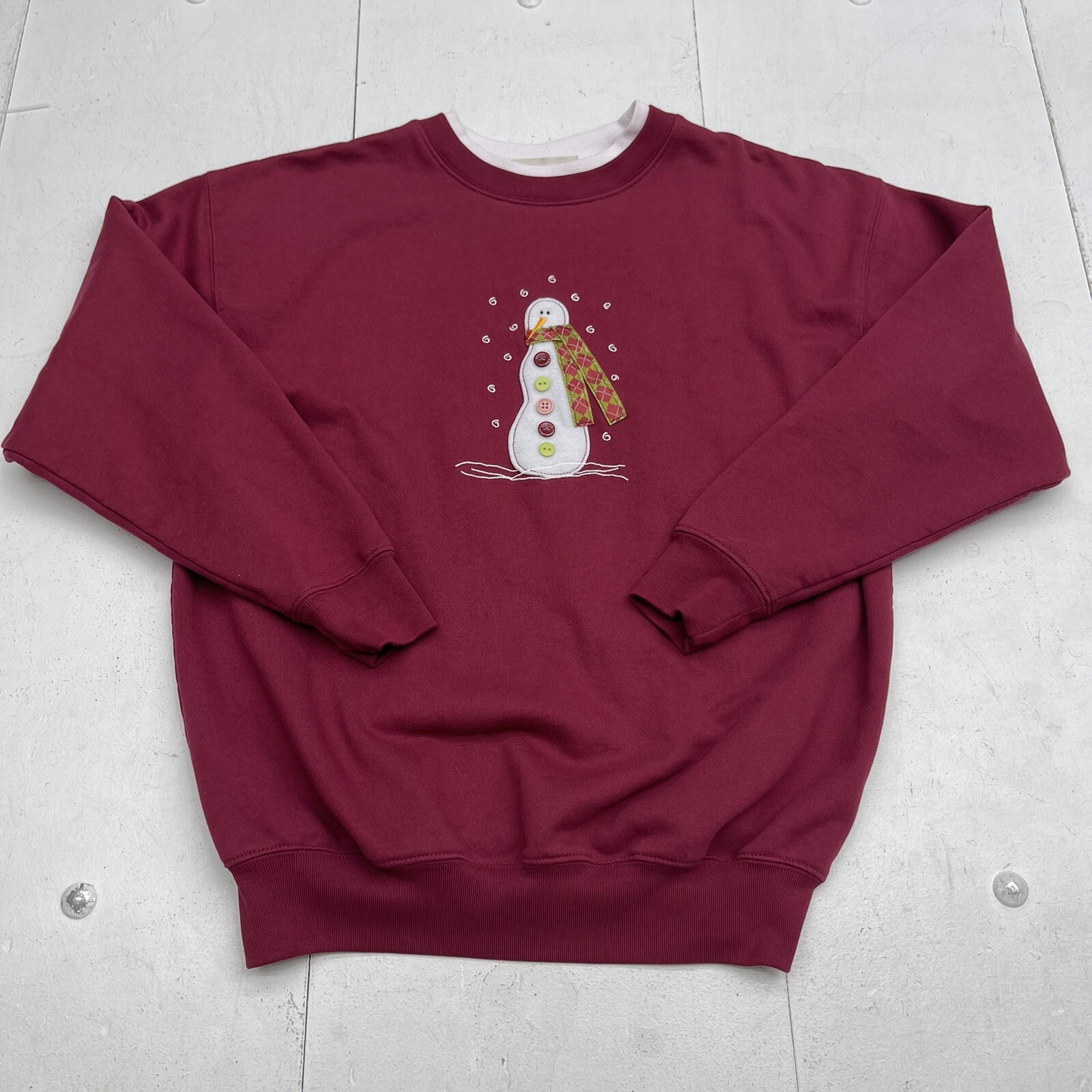 Vintage MC Sportswear Red Snowman Holiday Crewneck Sweatshirt Women’s Size M