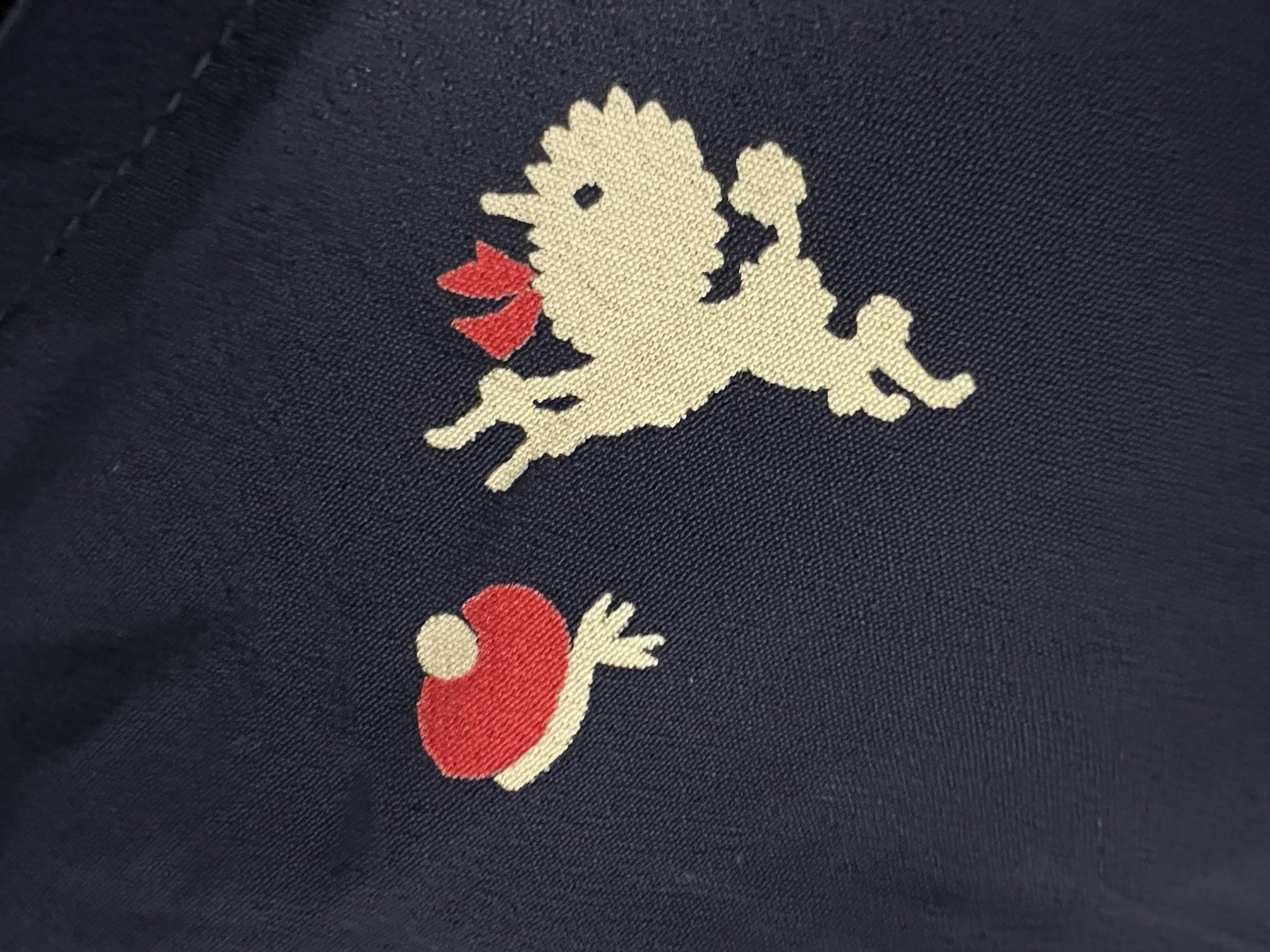 VTG 1950’s Poodle Dog Novelty Prints Blue Dress w Red Lining GOOD CONDITION S M