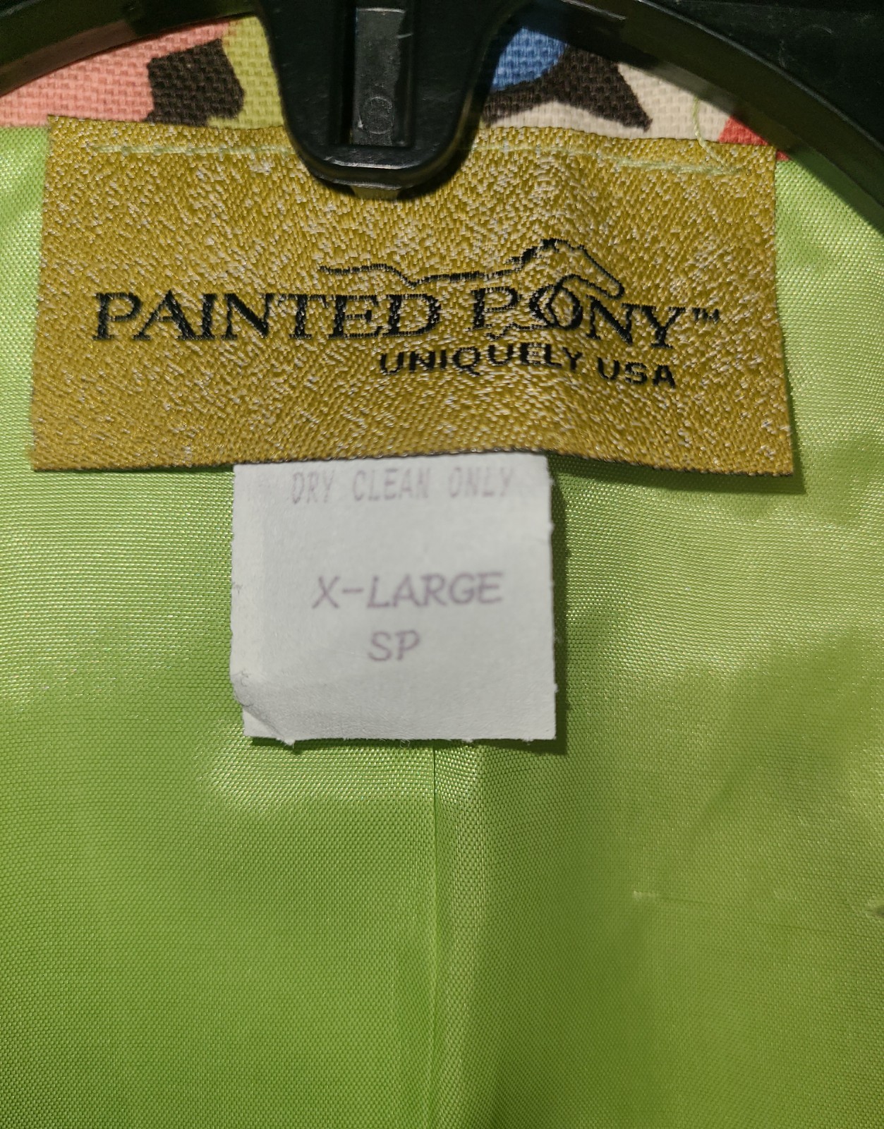 Vntg Jacket Painted Pony Floral Print Cotton Womans XL SP