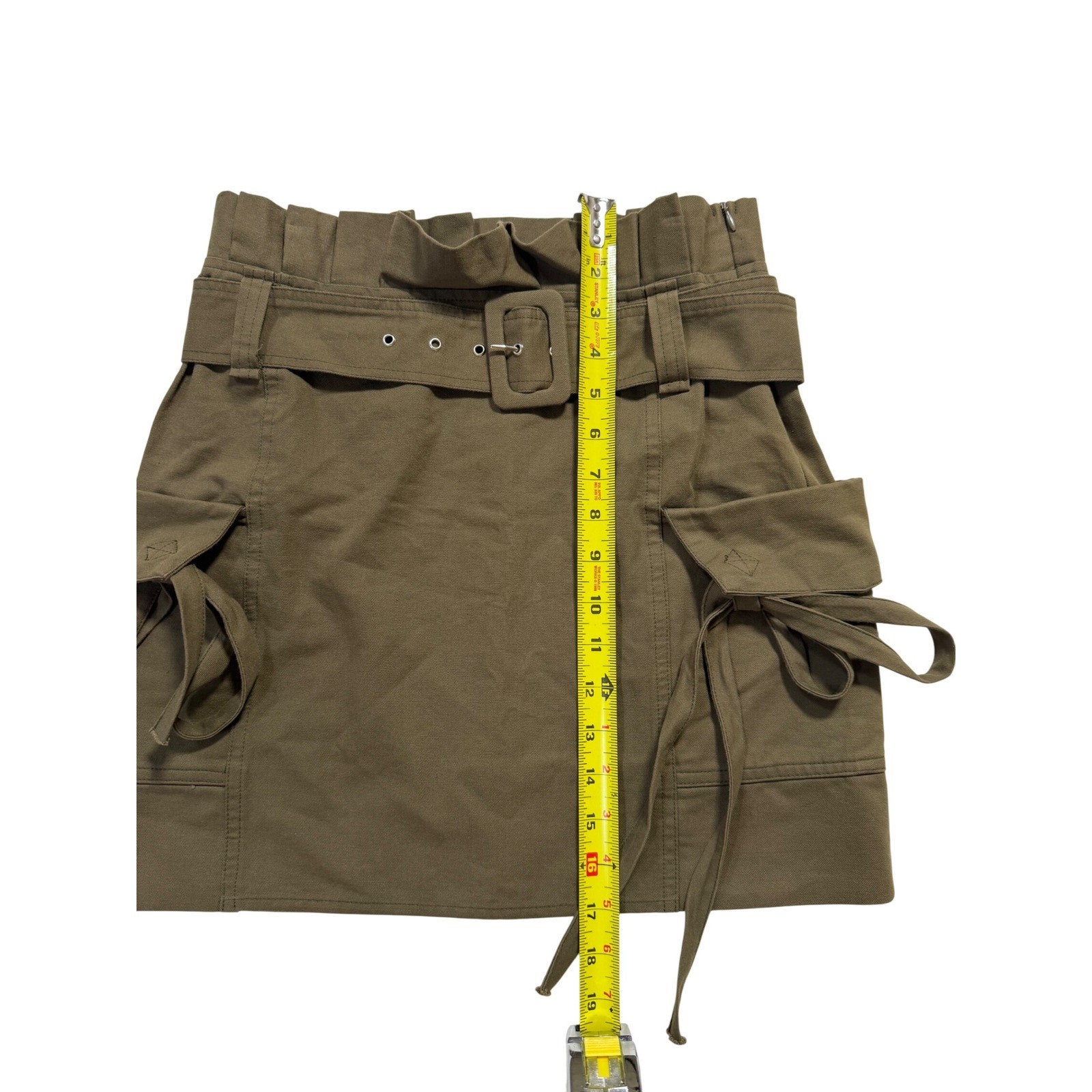 Hashttag Intrend Olive Green Cargo Mini Skirt with Belt