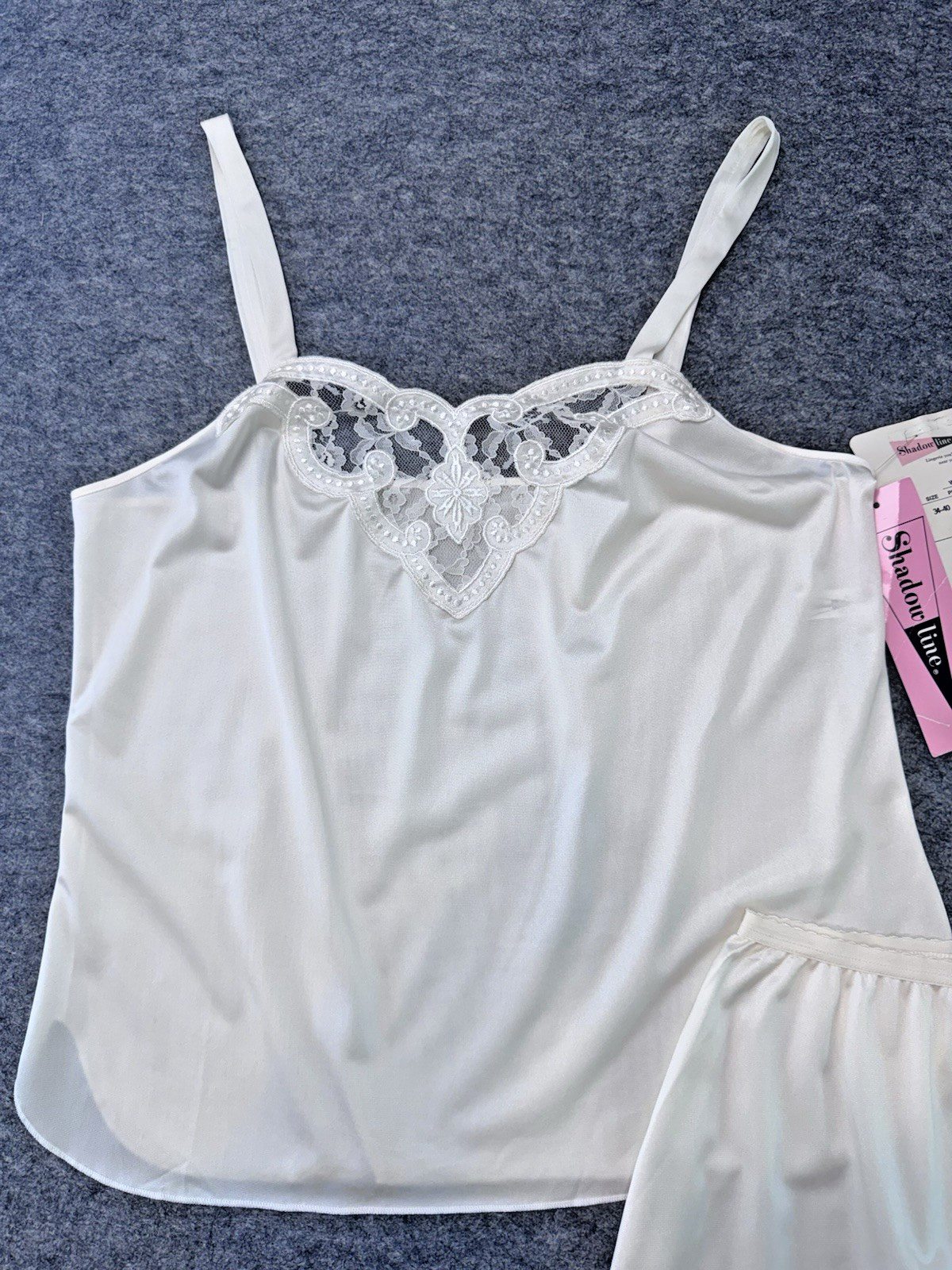VTG Shadowline Cami Camisole Sz 34 & Half Slip Set Lingerie w/Tags, Lace, 90’s